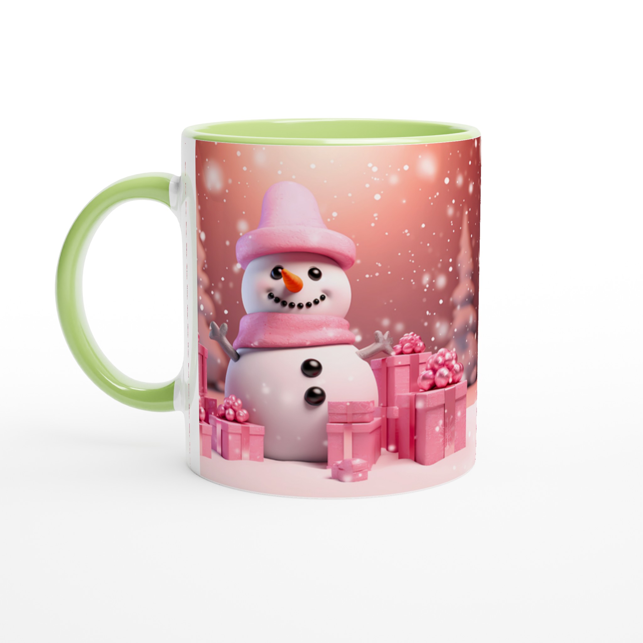 Mysig Vintermugg: Rosa Snögubbe & Presenter – 11oz Keramikmugg för Julglädje och Färgstarka Tryck! 3 759c32f5-cd3a-4a45-a5d7-c52eab1945f5