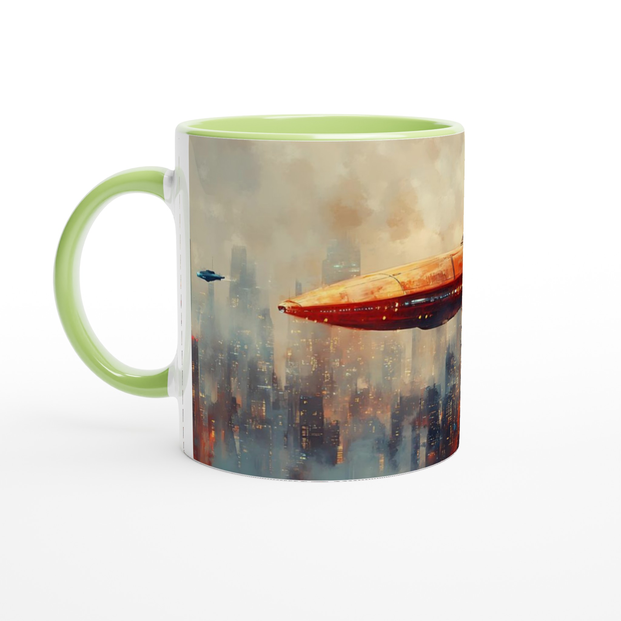 Futuristisk Stad Mugg - Sci-Fi Flygande Farkoster & Stadsbild Konst på 11oz Keramik 7 75f717c1-8825-4bde-b12e-6100cac5080d