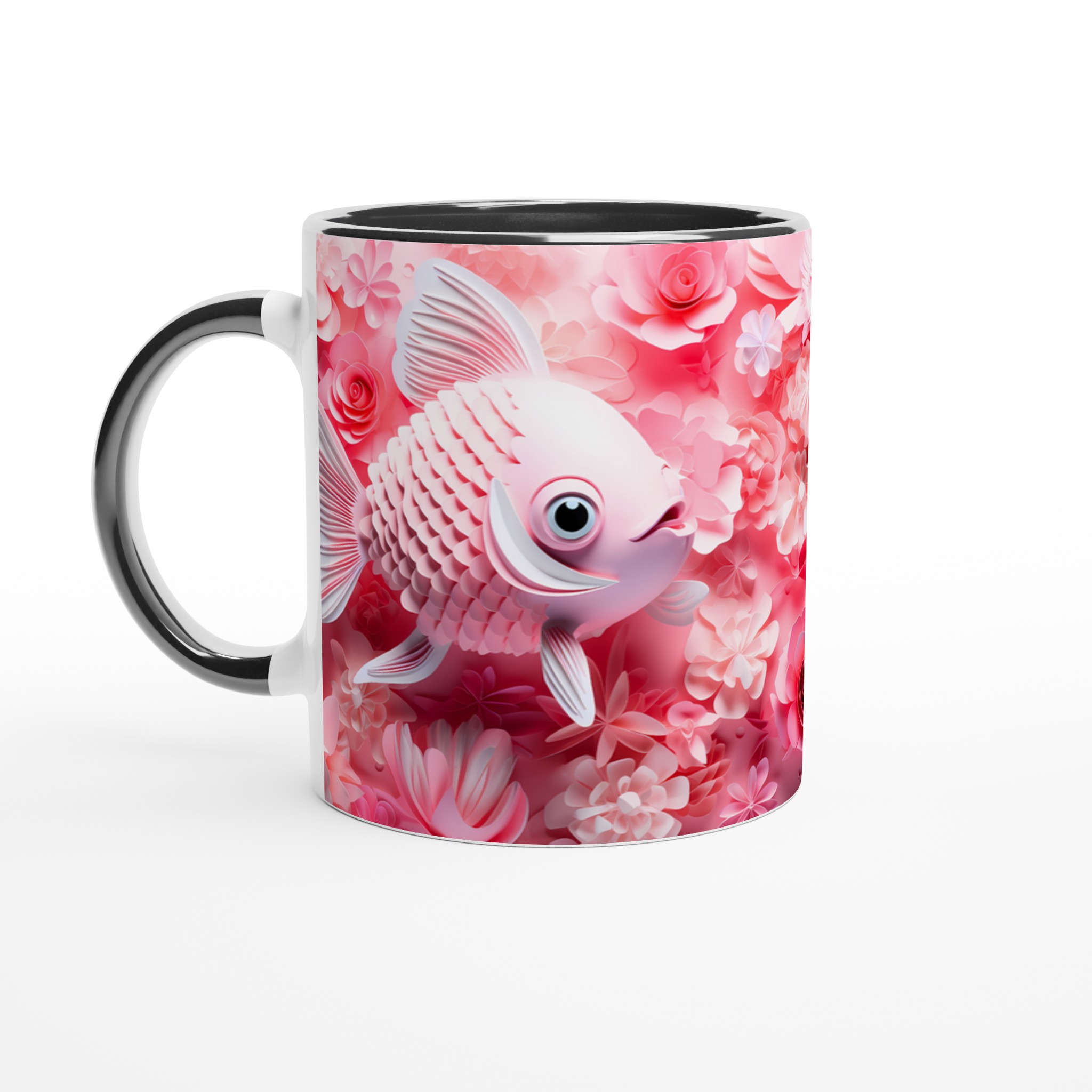 Kärleksfull Koi Mugg – Rosa Blomsterdröm med Lekfulla Fiskar – Personlig 11oz Keramikmugg i Flera Färger 7 75fe72ae-2973-4c2d-8f9b-f80be4bd04fc