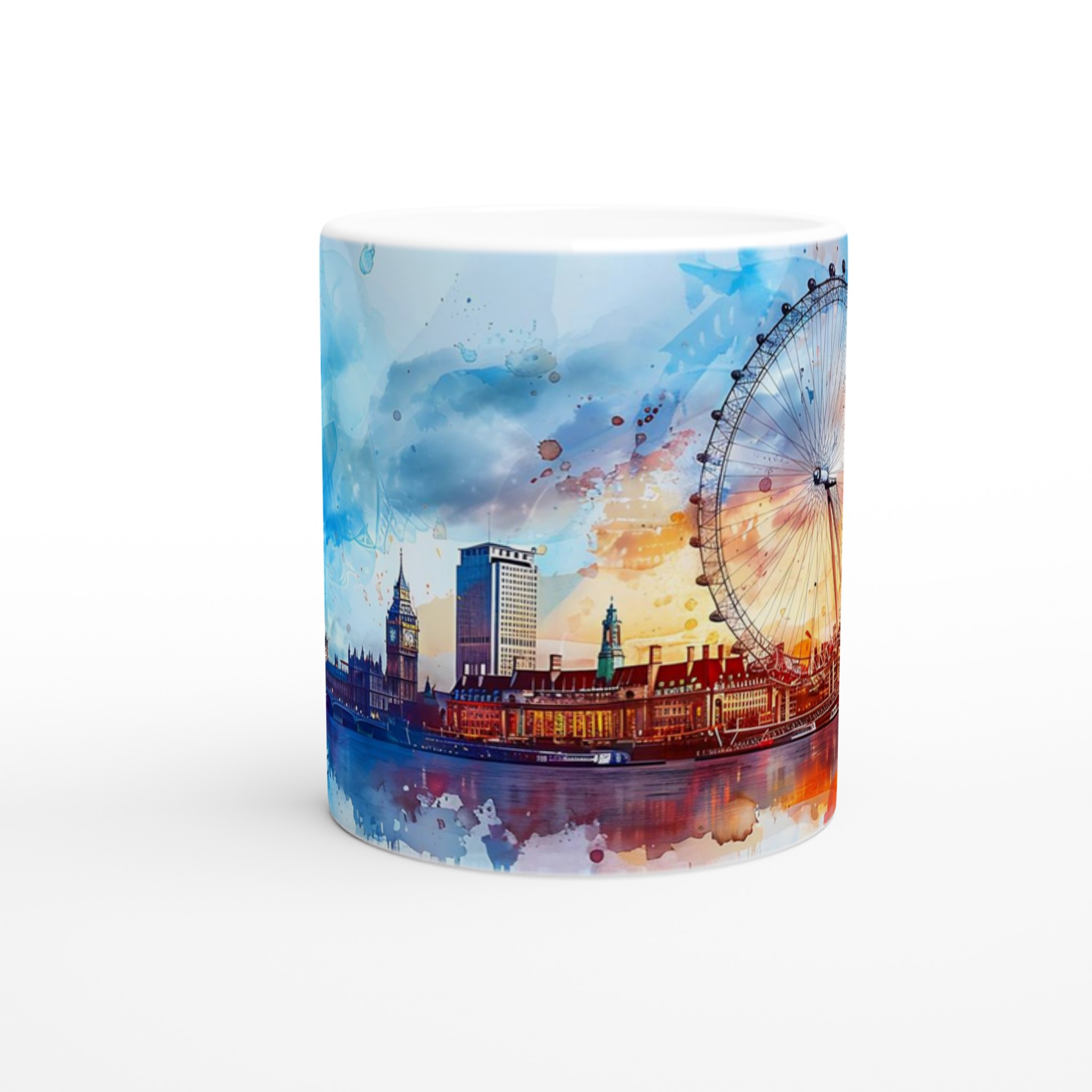 London Eye Watercolor Mugg – Konstig Design med Ljusa Färger, Välj bland Flera Keramiska Nyanser 8 7614d4a4-a388-4d4b-b8b2-fe9c777fad8e