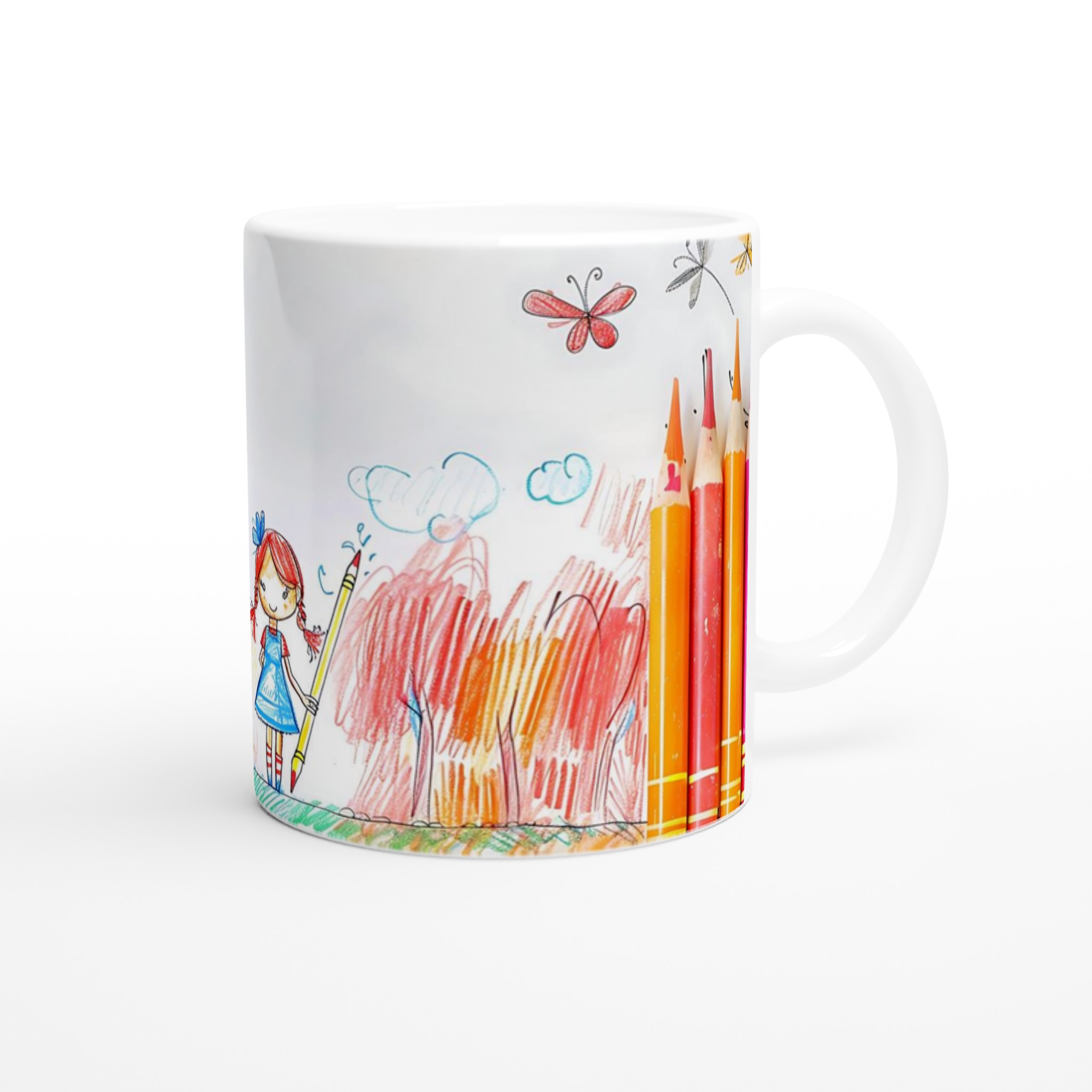 Kreativ Mugg med Tecknad Konstnärstjej – 11 oz Keramisk Kaffemugg i Din Favoritfärg! 9 76535b9d-a993-46ee-b8d1-e1226d00c78b