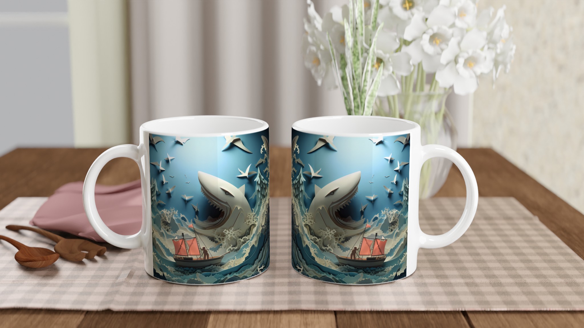 Havets Djup Keramisk Mugg – Unik Papperskonst Design, 11 oz 10 76e4d420-4bb1-4ae7-ae05-4b9e9b717f82