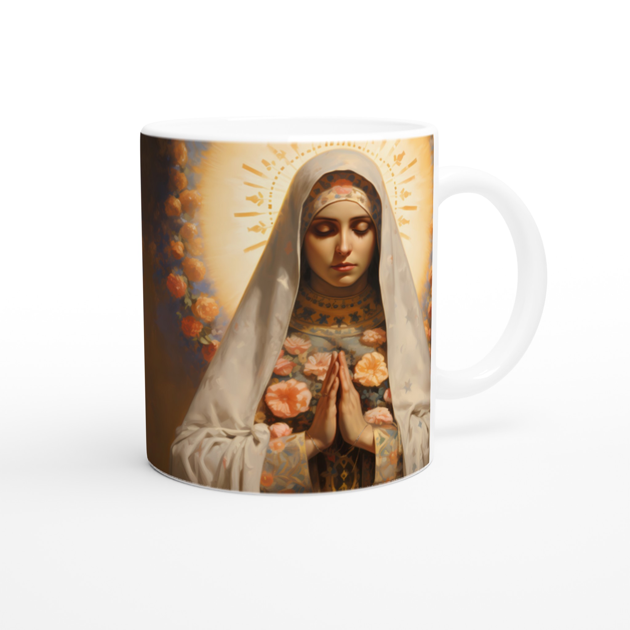 Madonna of Flowers 11oz Keramisk Mugg – Konstnärligt Tryck, Välj Din Färg! 9 77563841-b778-4aff-8b6d-43fe6309f46a
