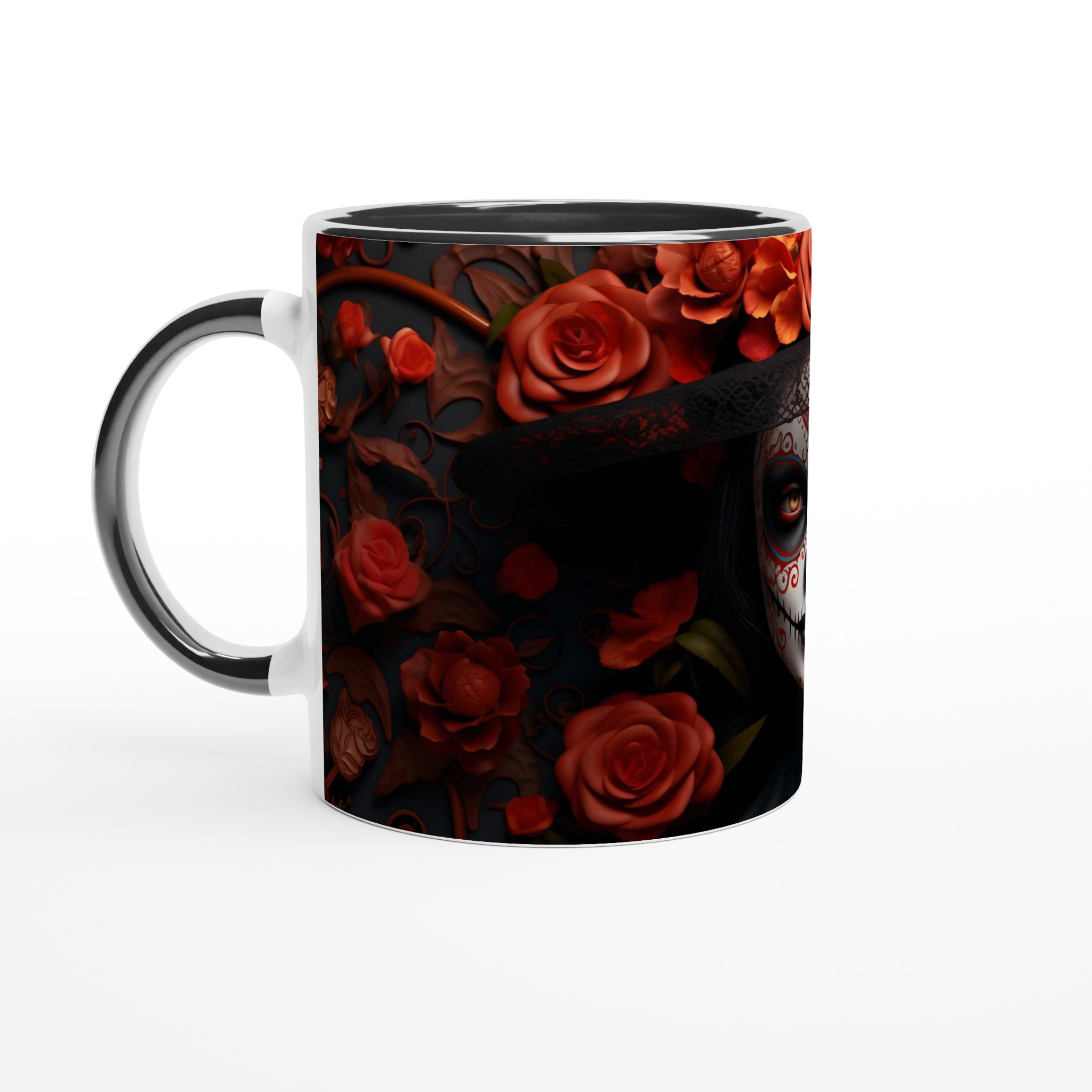 Catrina Day of the Dead 11oz Keramikmugg – Elegant Design för Kaffe & Te i Sju Färgval 7 77564e76-629a-44c6-a988-e85430c143ce