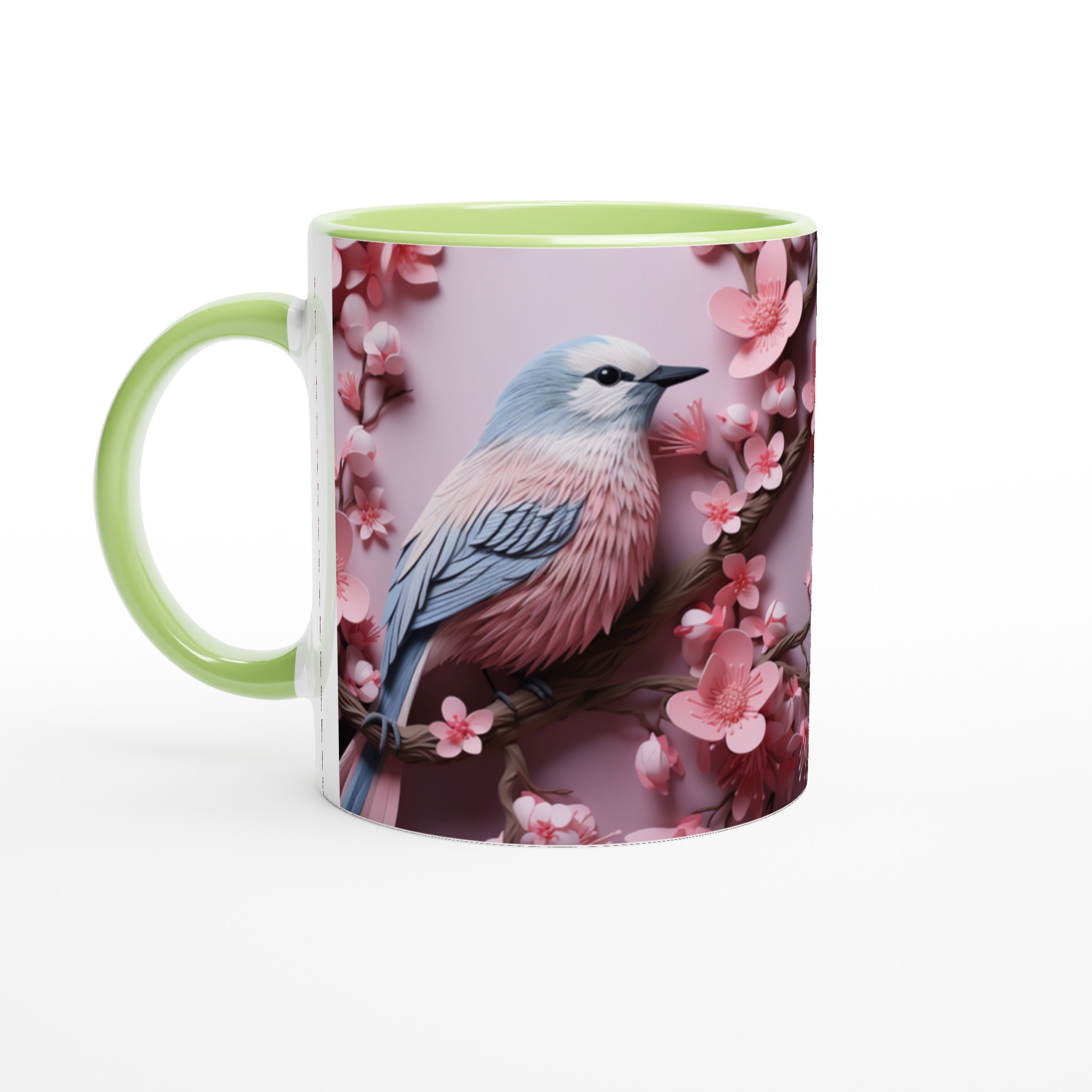 Körsbärsfågel Mugg – Keramisk 11oz Mugg med Drömsk Papperskonst och Vårinspirerade Färgval 3 77d8502c-8375-47cb-8015-7ee98c7f0b89