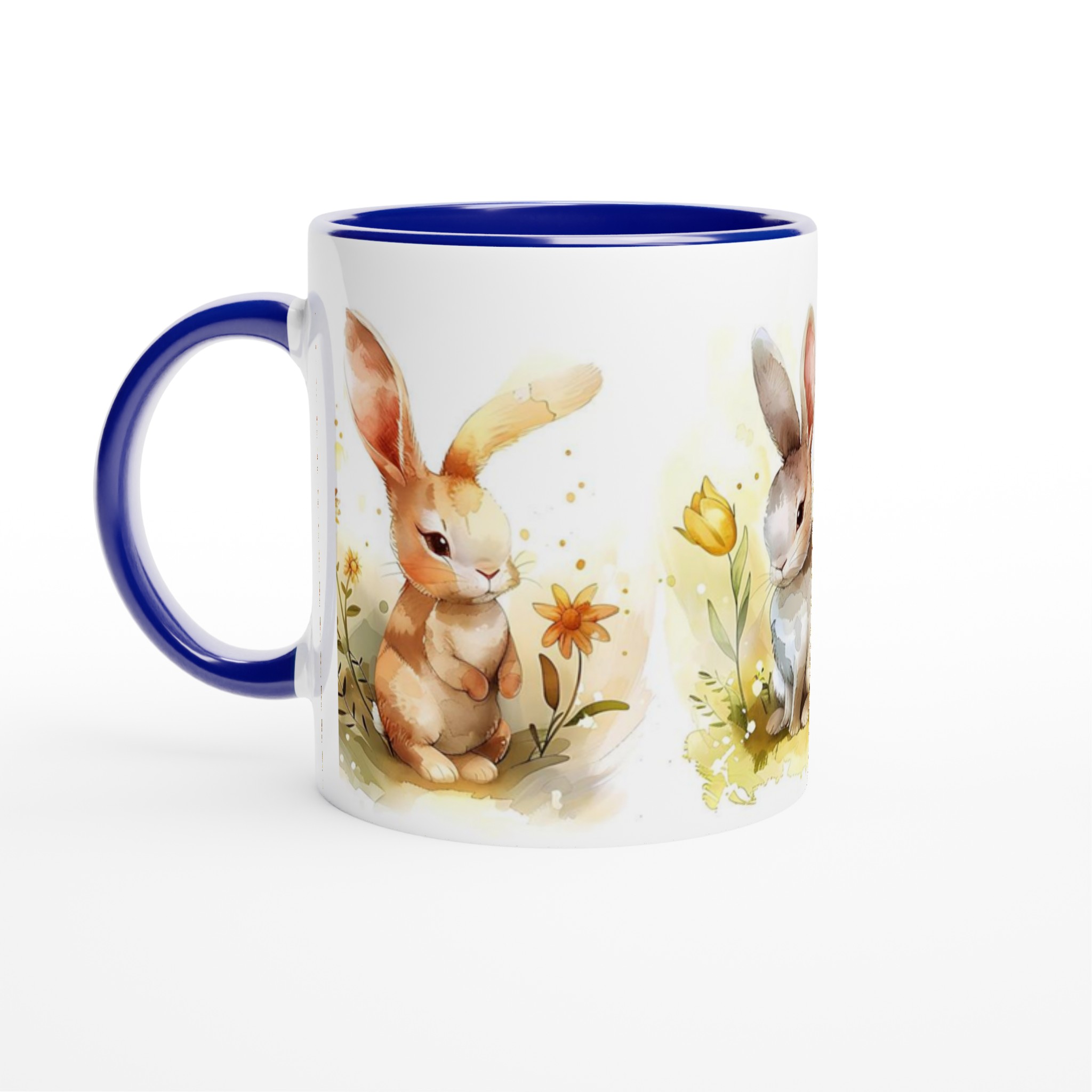 Söta Vattenfärgskaniner Mugg – Charmig & Hållbar 11oz Keramikmugg i Valfri Färg 4 77f19619-0810-4cf7-b3bd-61b57152703a