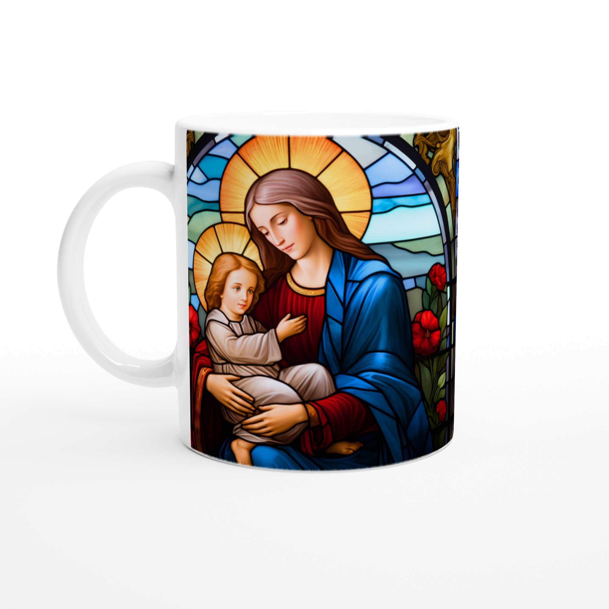 Madonna och Barnet Blyinfattat Glas Mugg - Helig Konst i Levande Färger 1 781444c1-42d6-4df2-bb90-7c375fa92485