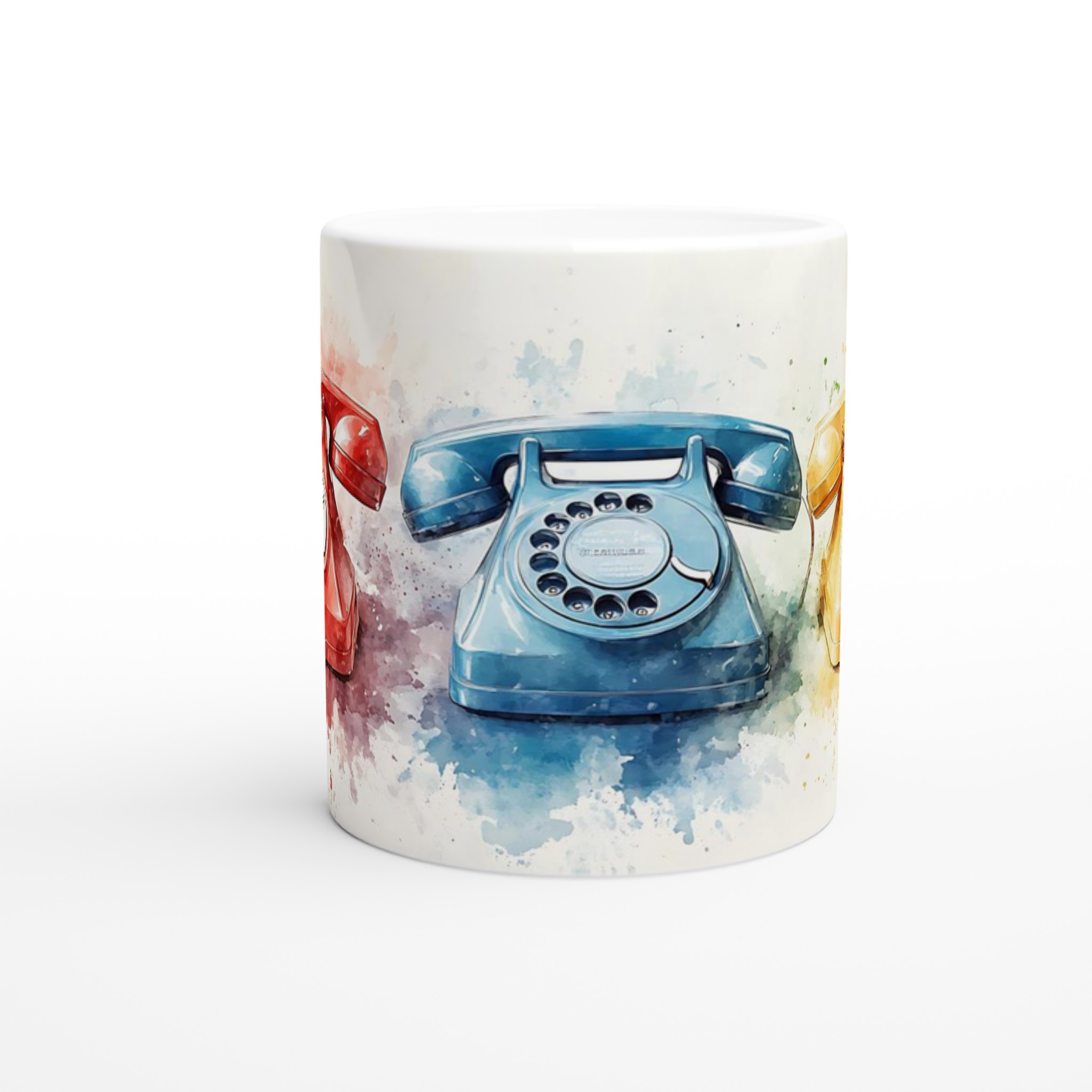 Retro Telefon Konst Mugg – Vintage Charm i Akvarell | 11oz Keramikmugg i Flera Färger 8 7846f36c-876e-4475-834b-9432a202ac94