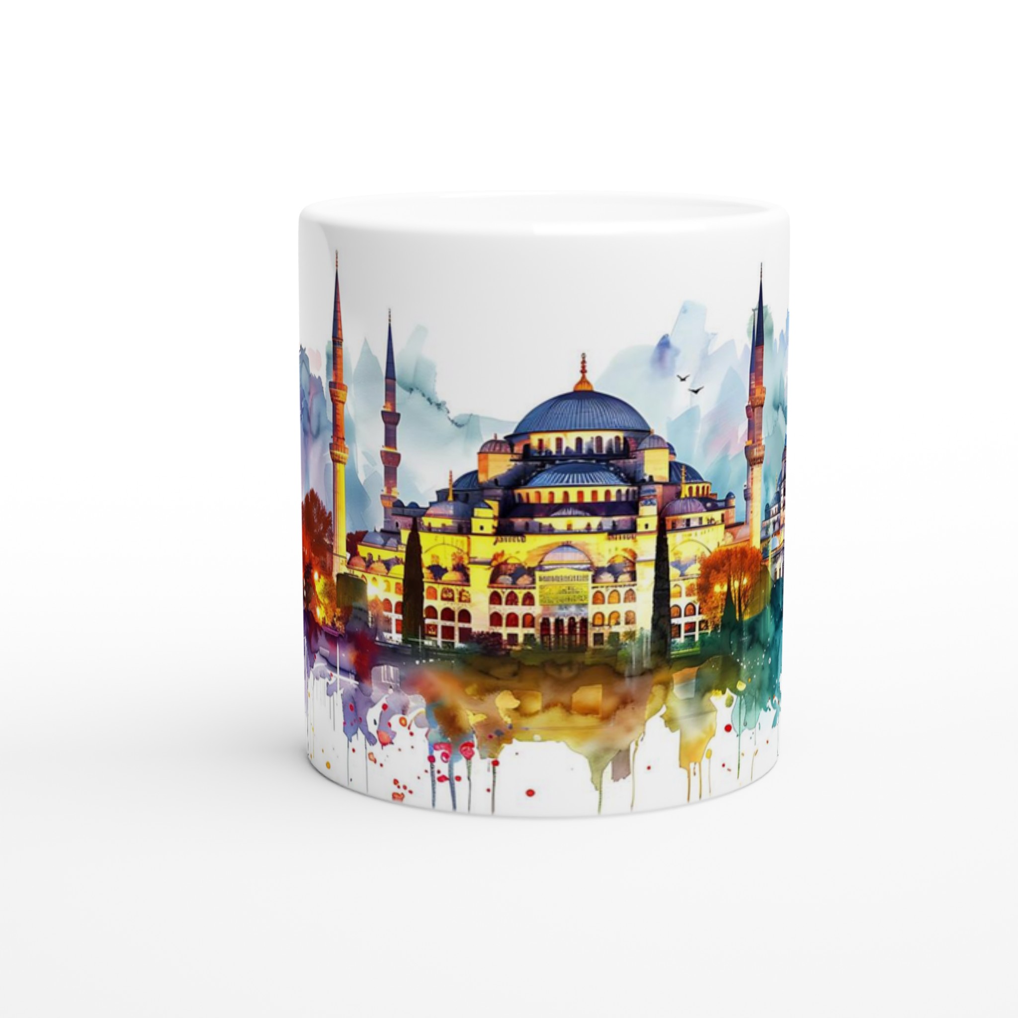 Istanbul Watercolor Skyline Mugg – Konstnärlig Siluett i Klara Färger 8 78786fab-f88d-41e2-97b8-9b735894bfd3