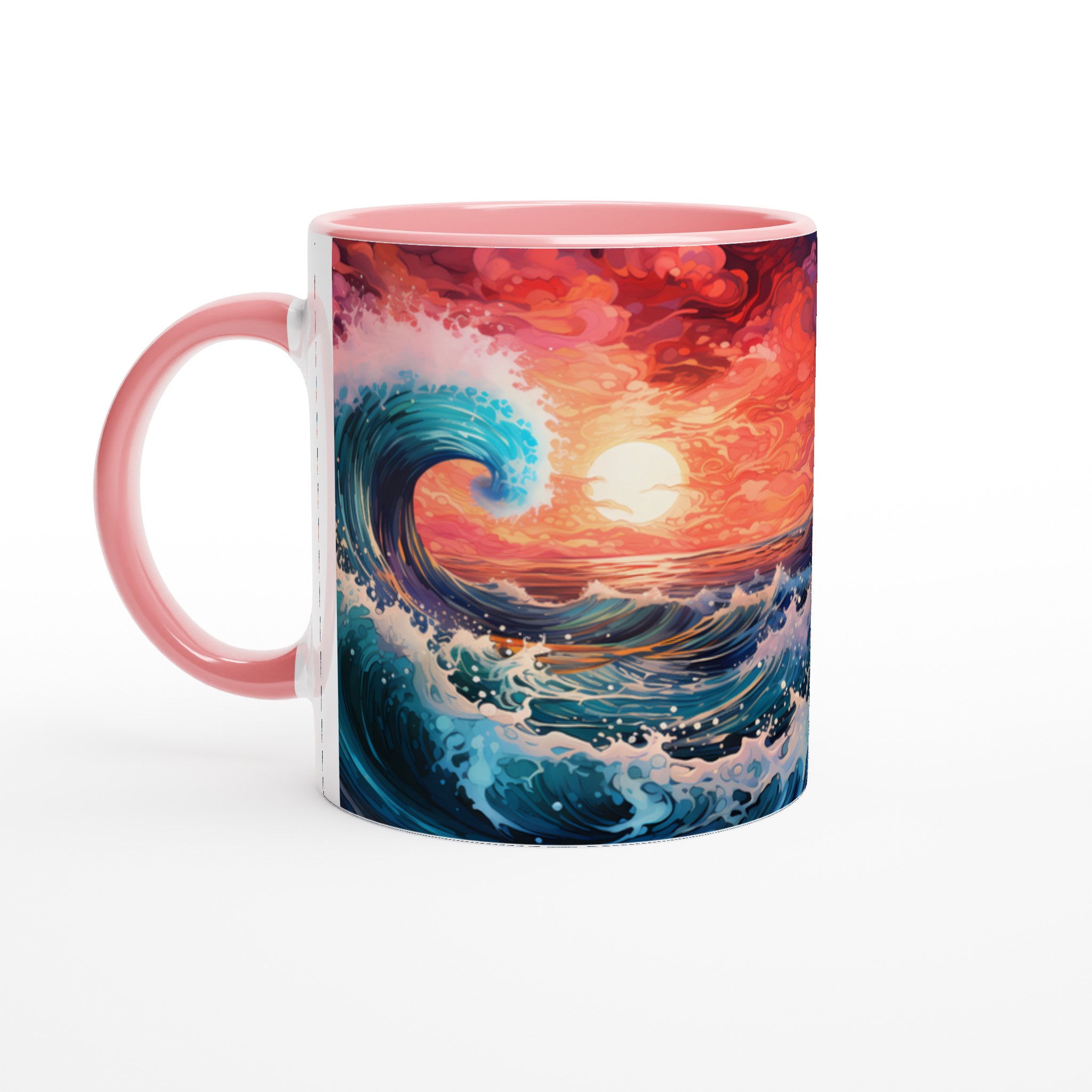 Oceaniska Drömmar Keramikmugg - Livliga Vågor & Solnedgång i Akvarellstil, 11oz 6 78c9ab59-d5b8-4d92-933a-88ce5441eee2