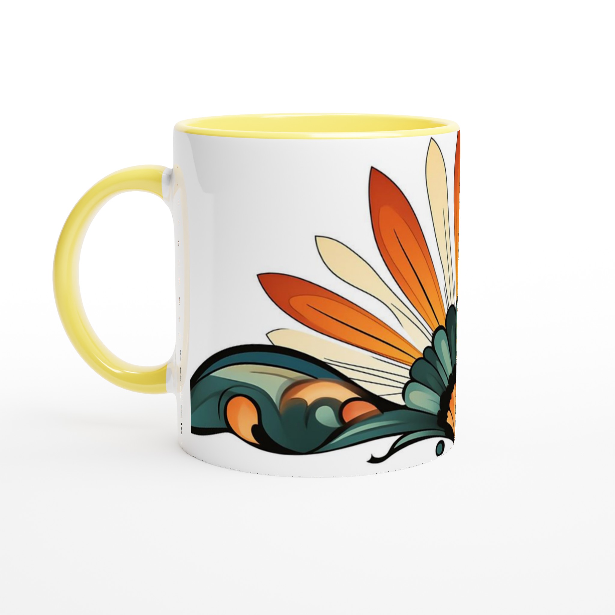 Art Nouveau Inspirerad Keramikmugg – Elegant Solfjäderdesign i Varma Nyanser 3 78e4bbbd-bee9-4d58-9af2-091f2f7ee51e