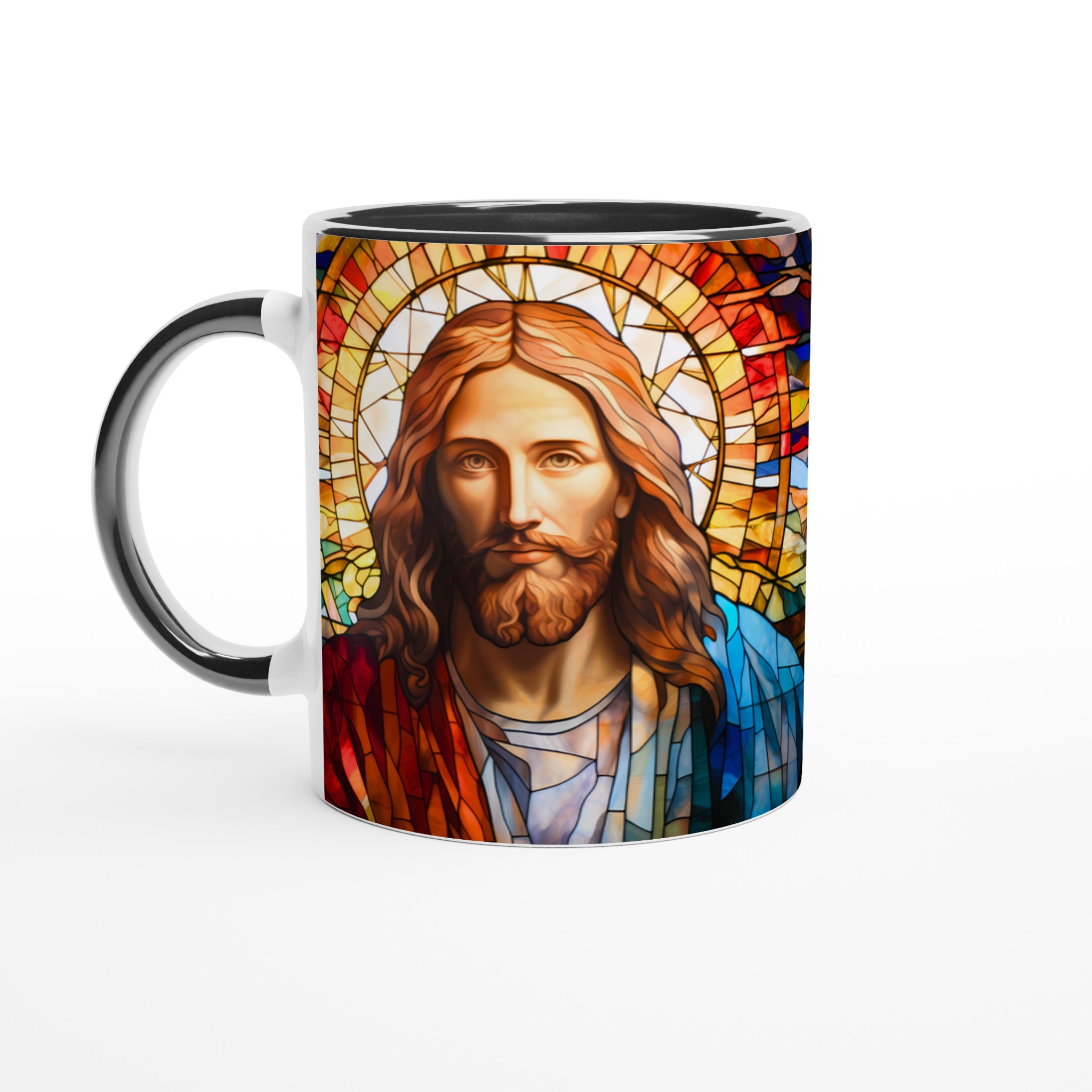 Jesus i målat glas design 11oz Keramisk Mugg – Inspirerande konstverk för din favoritdryck 7 7989c7b0-f6a0-41e0-9b4a-2f97fbabfe2e