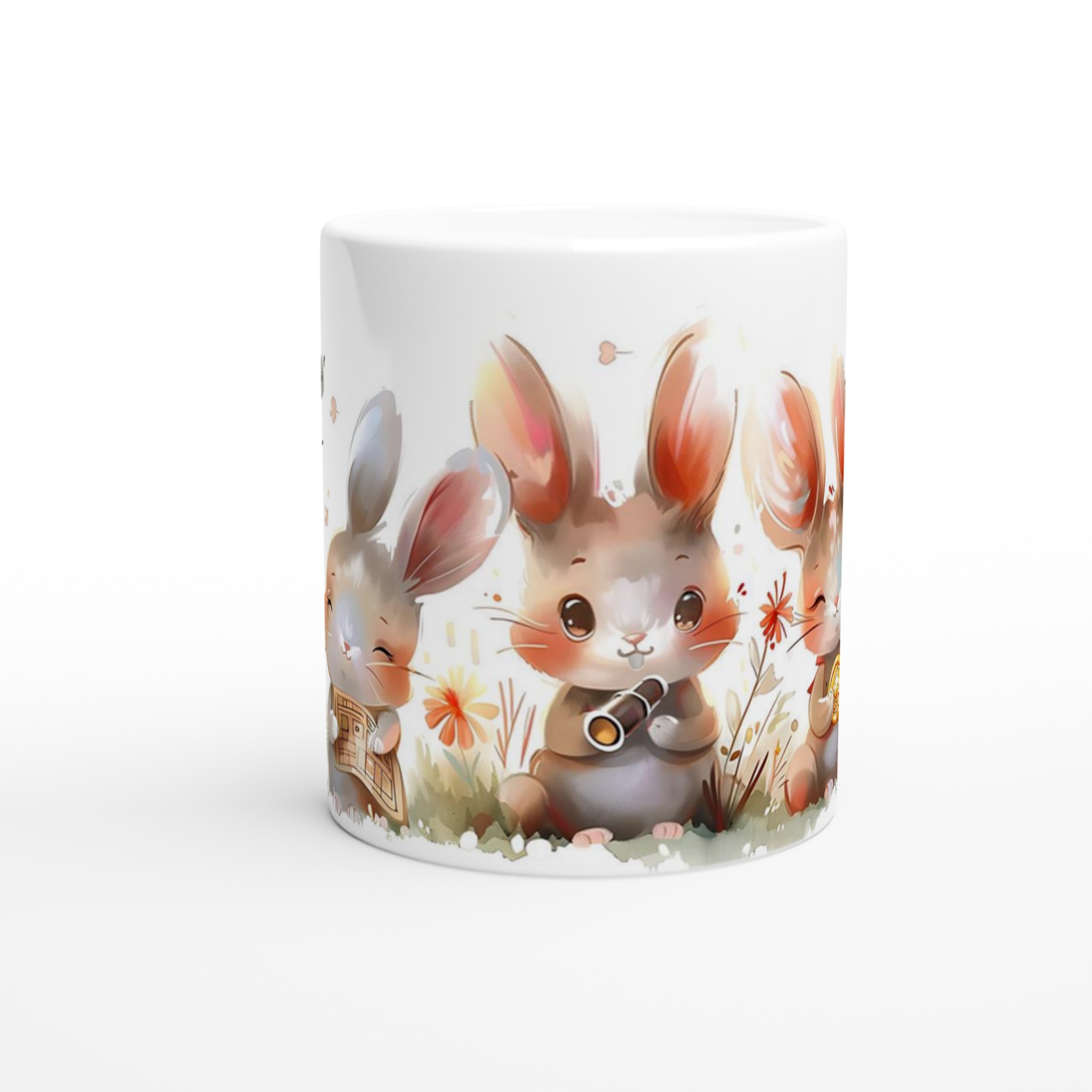 Söta kaniner i blomsteräng – 11oz keramisk mugg för barn och djurälskare i flera färger 8 79c02626-61df-4f21-9be6-4e4f3808c3ad