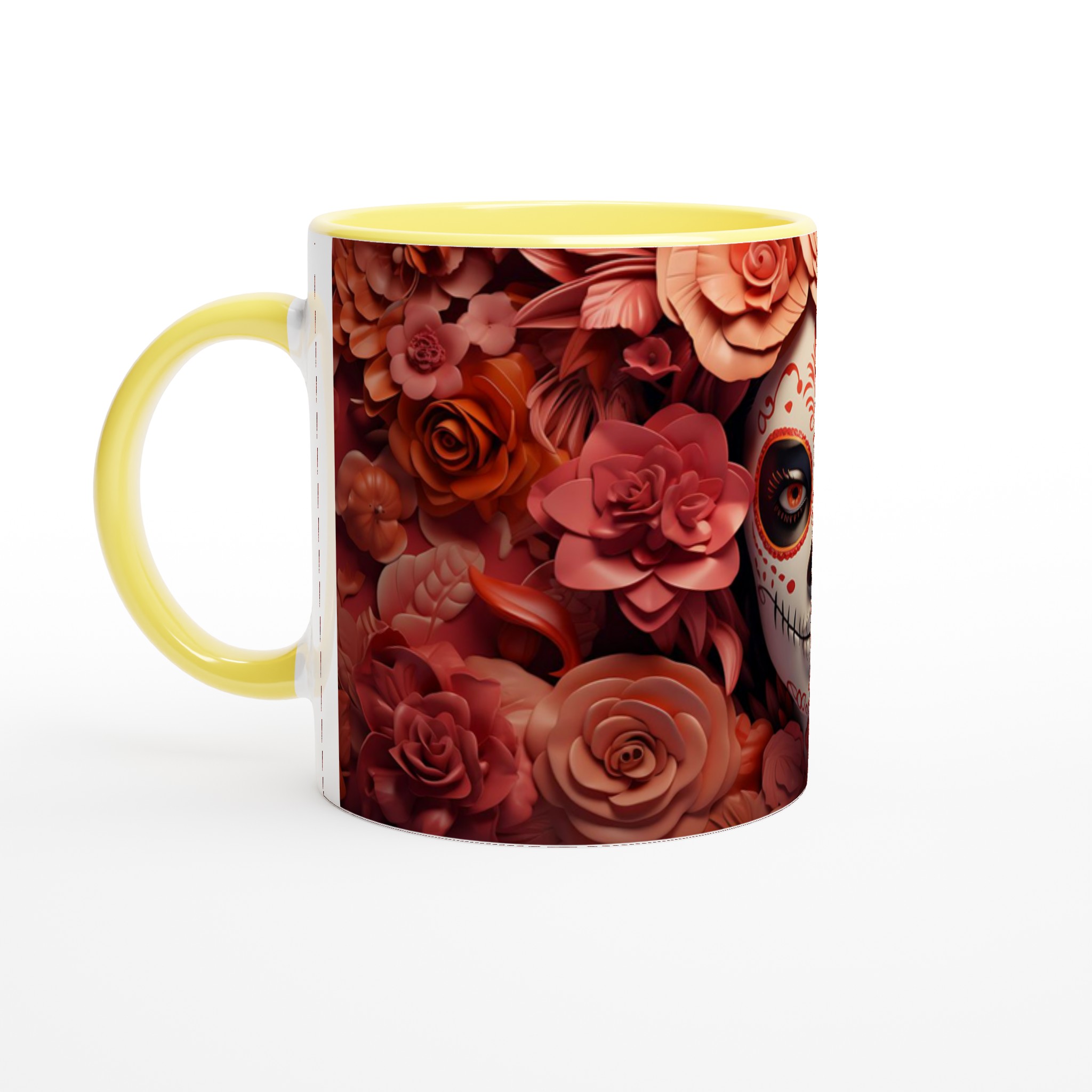 Dia de los Muertos Mugg – Färgstark Keramikmugg med Kalaca Tryck och Blomsterkrans 5 79c91e95-9654-44c1-80d4-c20c45383528