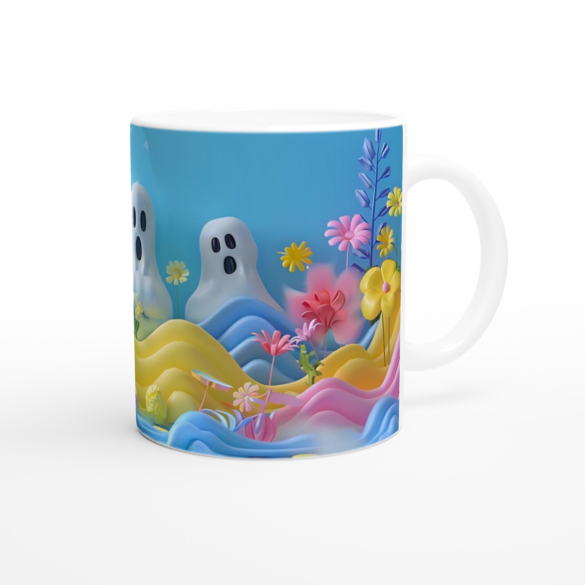 Pastel Ghost Garden 11oz Keramikmugg – Spöklikt Söt Design i Glada Färger 9 7a09caf7-506c-4a00-8f65-10151e476f56