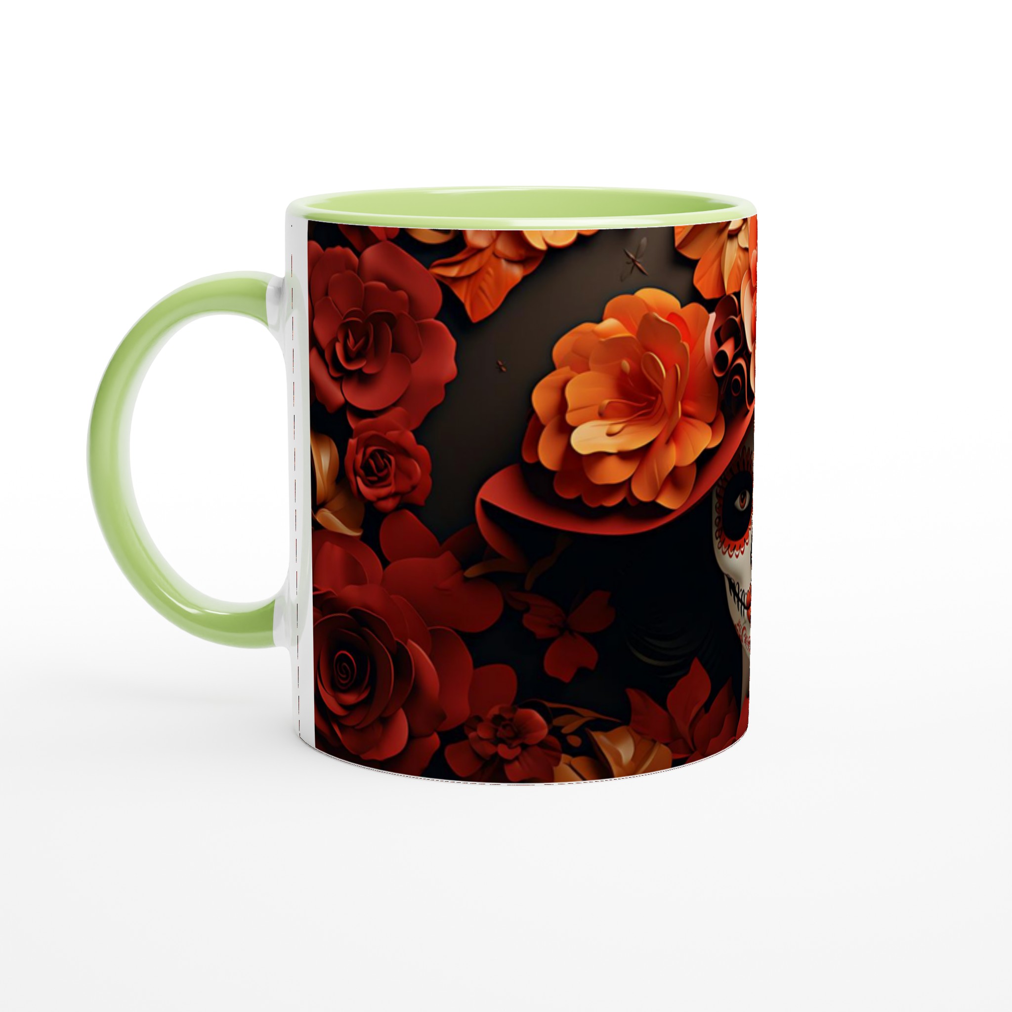 Fiesta Floral Keramikmugg - Skallmönster med Röda & Orangea Blommor, 11oz – Välj bland 7 Färgstarka Muggar! 3 7a09f7d2-af86-4a01-97c8-9cbbc3ddd6dd