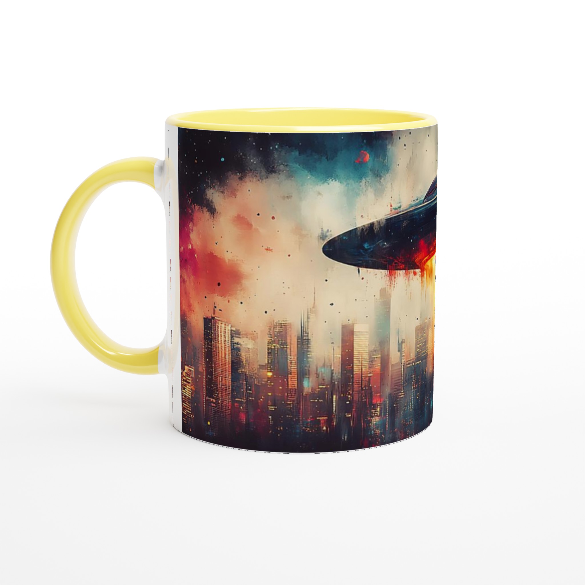 UFO Stadsinvasion Konst Mugg – Livfull Sci-Fi Design i Din Valfria Keramiska Färg 3 7a469b58-dedd-4b08-b279-d838ae72b03f