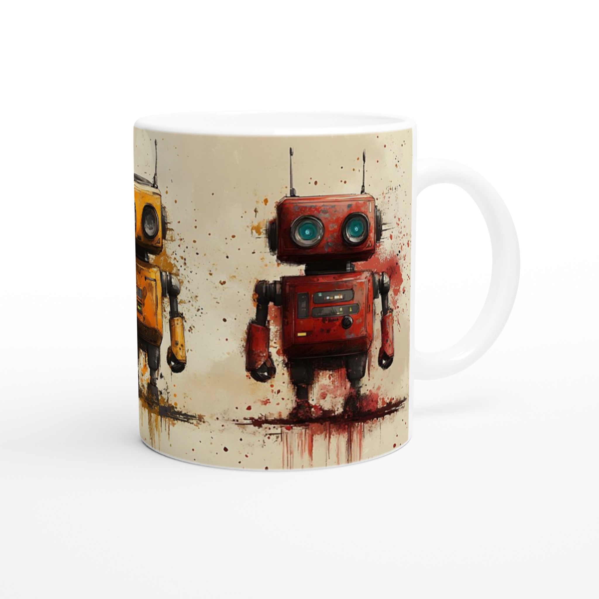 Retro Robot Art Mugg – Kreativ Splash Design Keramikmugg i 7 Färgval 9 7addf9af-c74b-4337-b7d7-ced592e5db6d