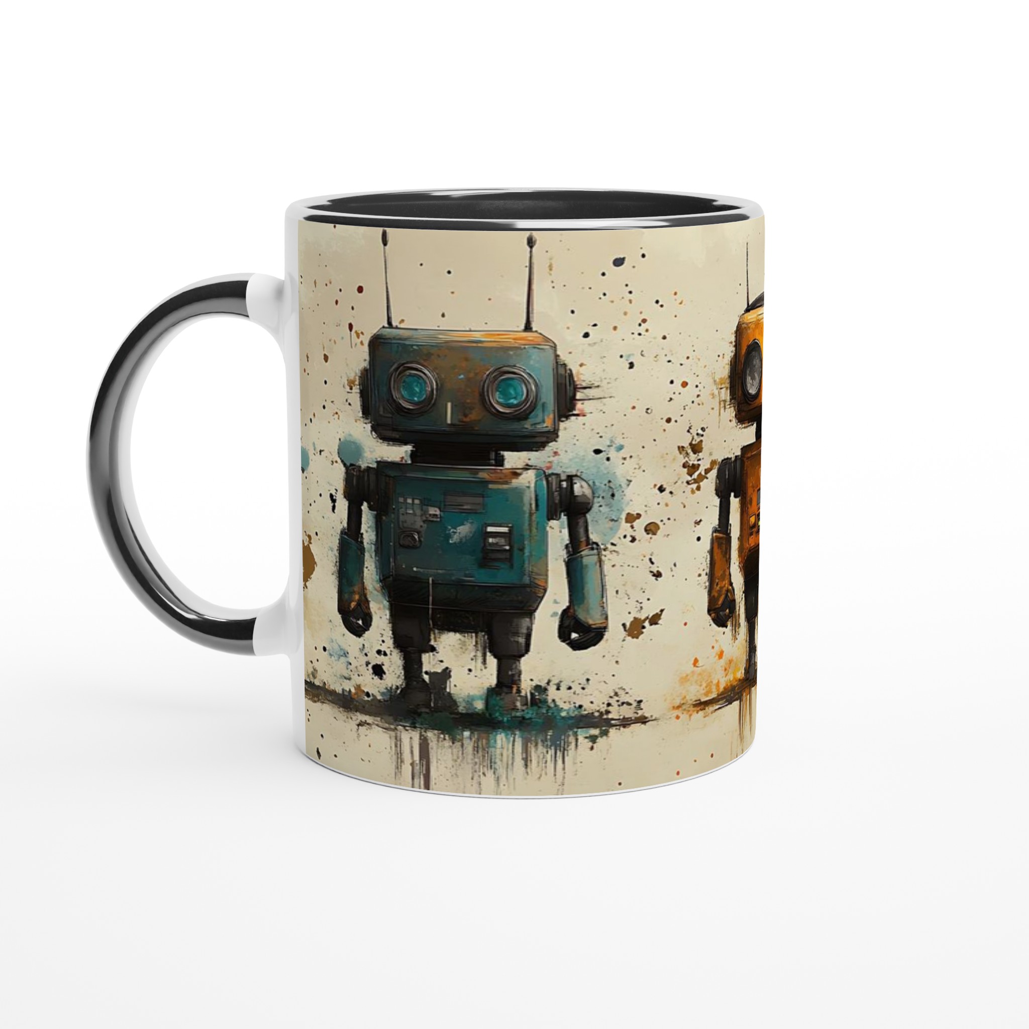 Retro Robot Art Mugg – Kreativ Splash Design Keramikmugg i 7 Färgval 4 7af1db21-4014-4165-a5b3-081a4477a91a