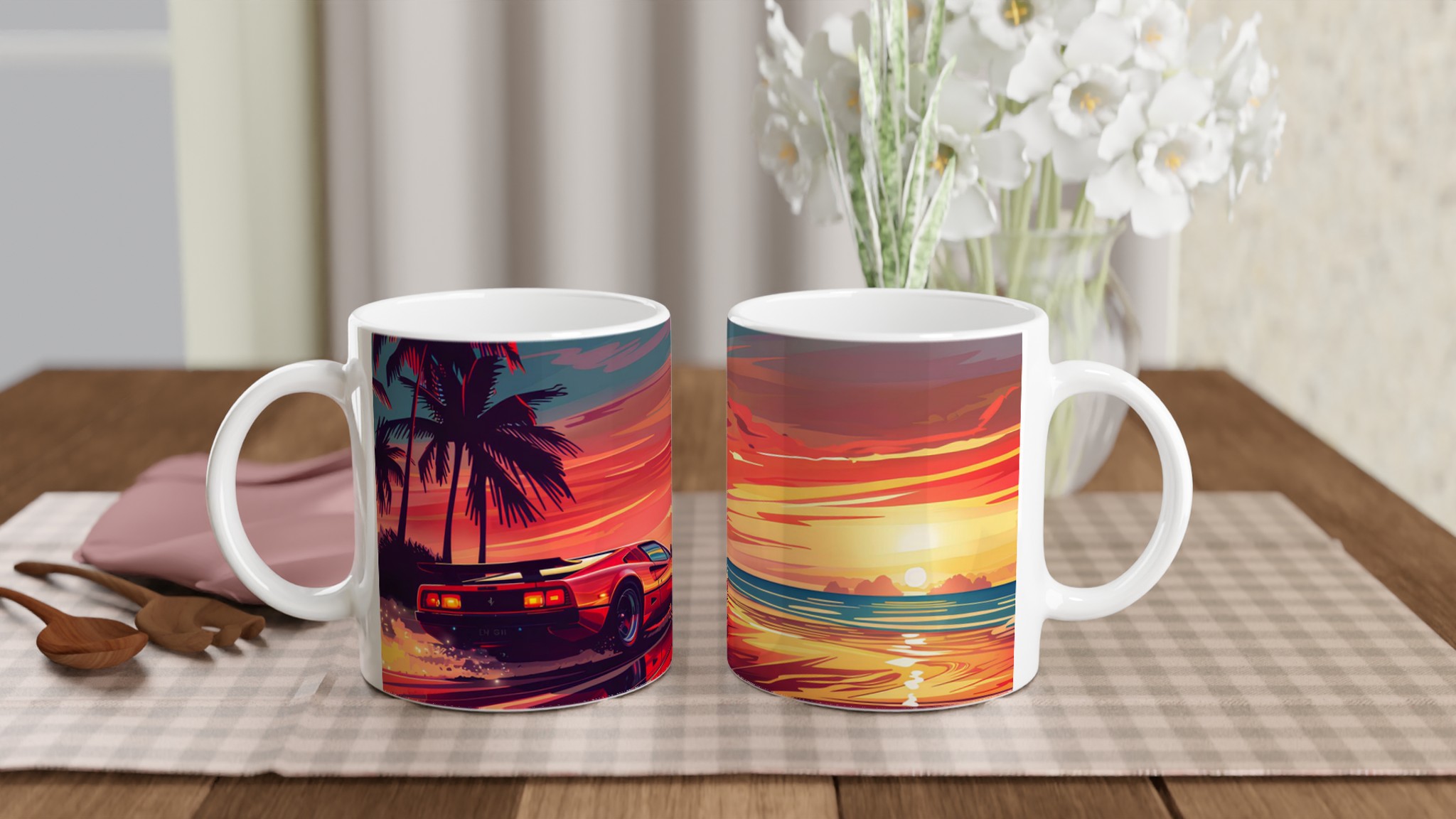 Retro Sunset Sportbil – 11oz Keramikmugg i ditt val av 7 levande färger 10 7c2ca7aa-a0bb-4e9d-83c6-7daaee6381a5