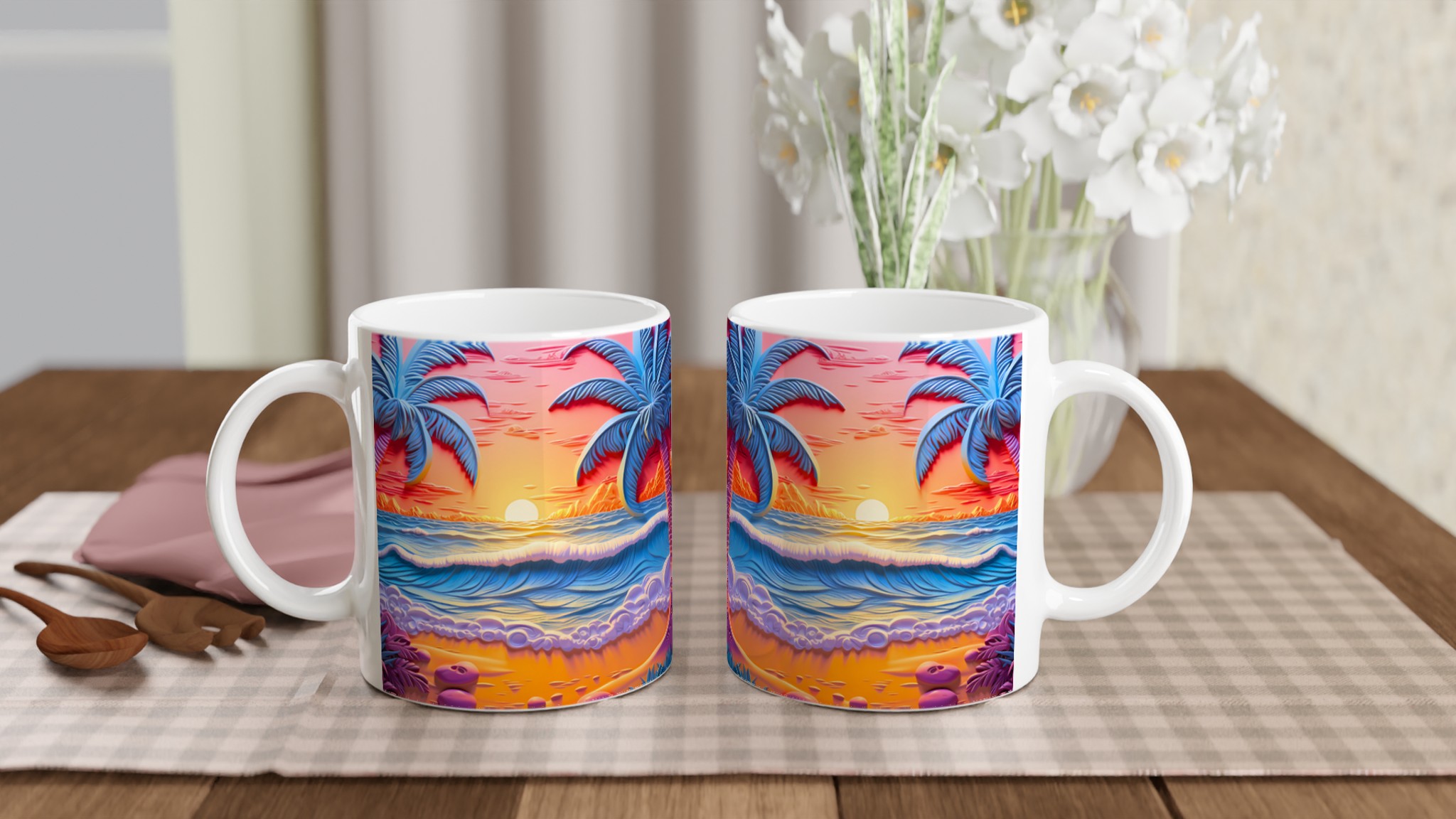 Tropisk Drömmugg – 11oz Keramikmugg med Pastell Palmstrand & Solnedgång 10 7cf1beba-caf2-4c7e-a446-e246a28acebf