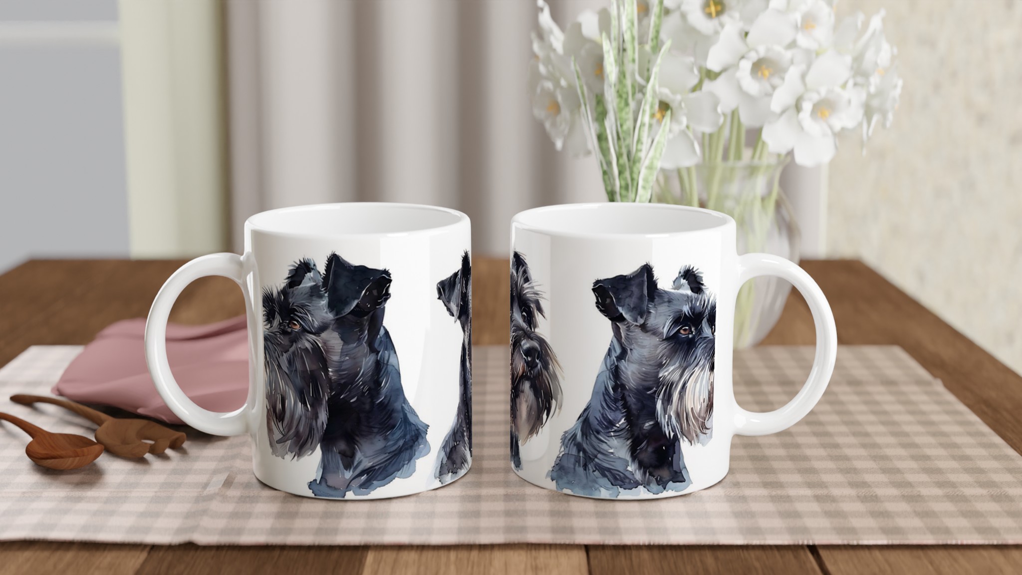 Svart Schnauzer Akvarell Mugg - Personlig 11oz Keramikmugg i Valfri Färg 10 7d023913-1d54-4207-a6b8-9d34ad7098ef