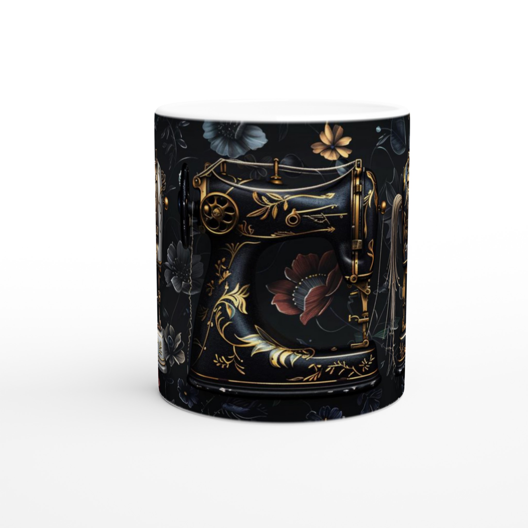 Vit 11oz keramisk mugg med elegant vintage symaskinsdesign i flera färgval 8 7de1a4ca-ce51-4031-b1b0-483b6a5e218a