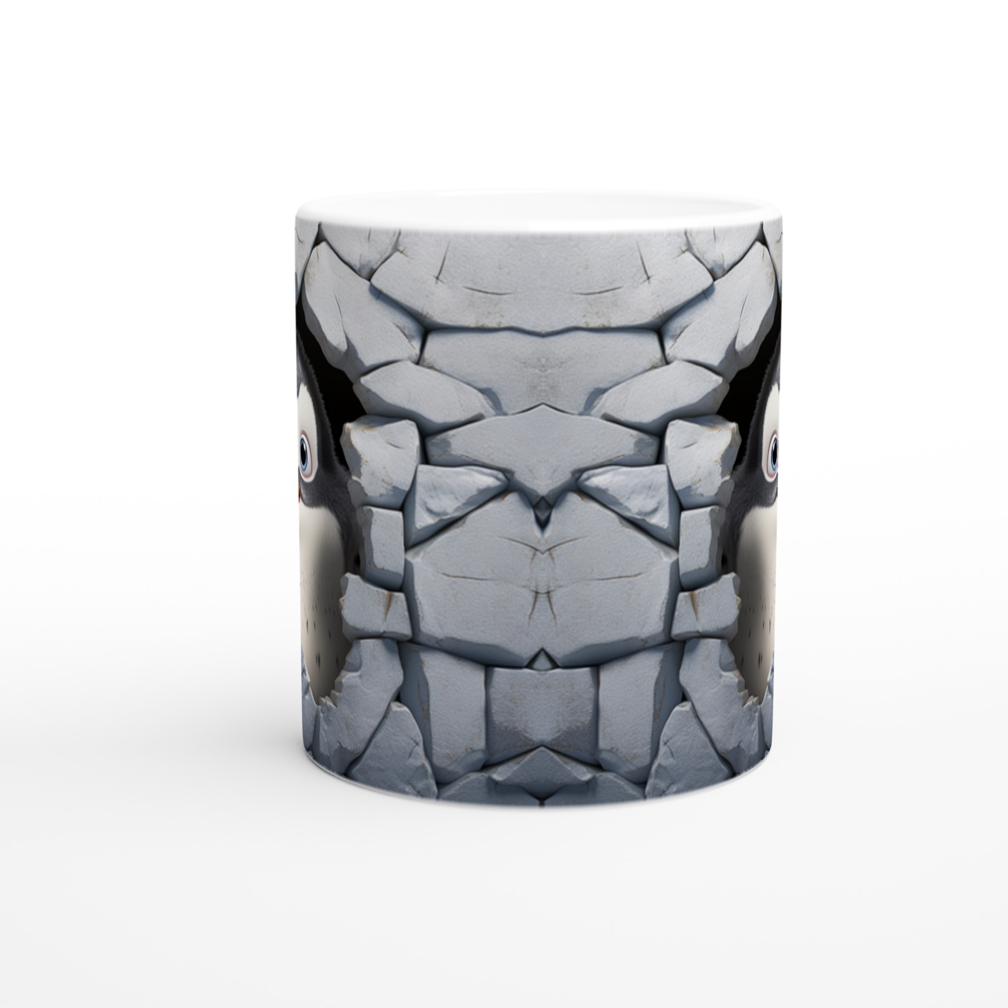 Glad pingvin tittar fram – Personlig 11oz Keramikmugg i ditt val av 7 färger 8 7e6422f4-7f31-4c0c-bb0d-e9aa9ac86458