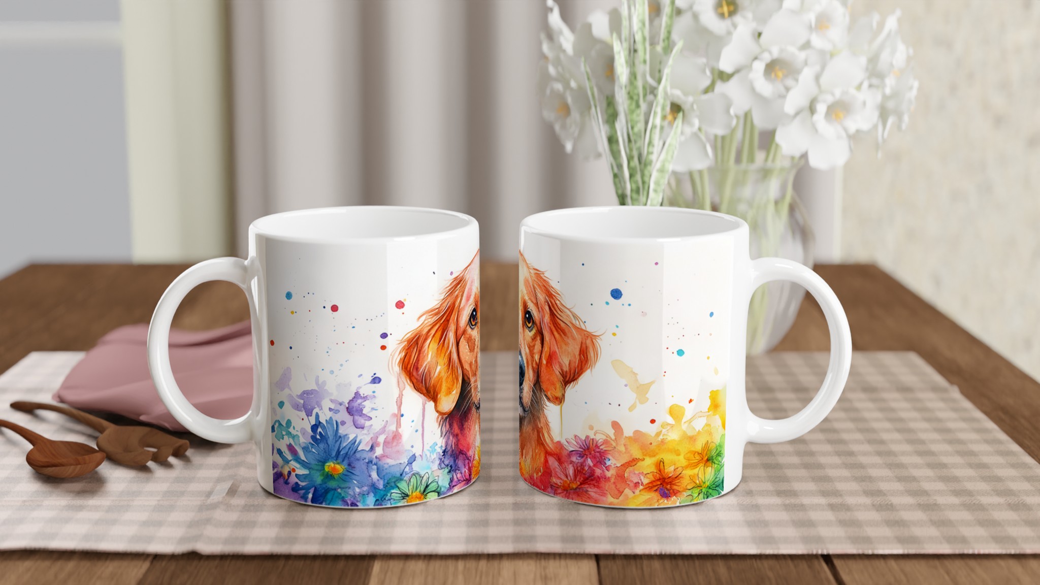 Golden Retriever Akvarellmugg – Färgstark Hundkonst för Kaffe- och Teälskare, 11oz 10 7ebc838c-50c5-4c38-a848-99433ee344aa