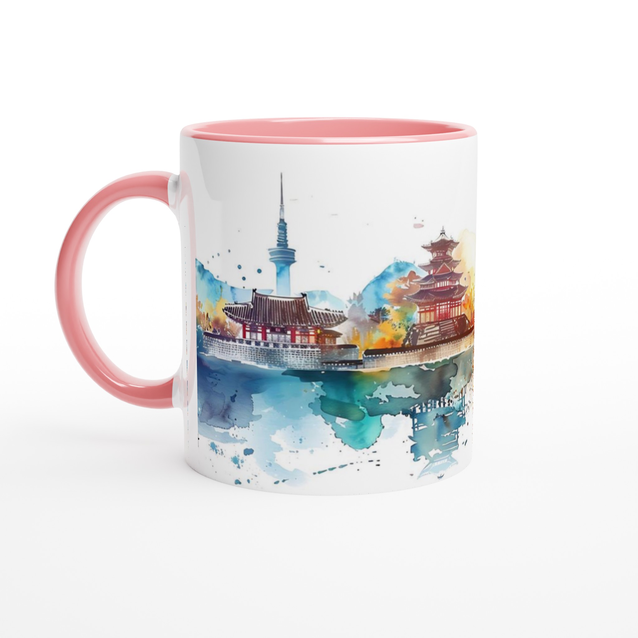 Asiatisk Stadsbild Akvarellmugg – Färgstark Keramikmugg 11oz 6 7eca34d7-9847-4508-8242-a6286158b619