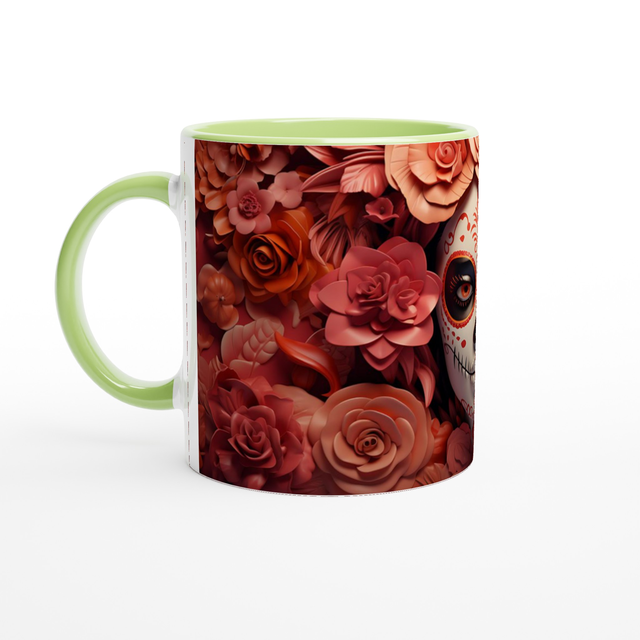 Dia de los Muertos Mugg – Färgstark Keramikmugg med Kalaca Tryck och Blomsterkrans 3 7f88e9eb-5fa5-48ff-84b5-2fe33e9569bd