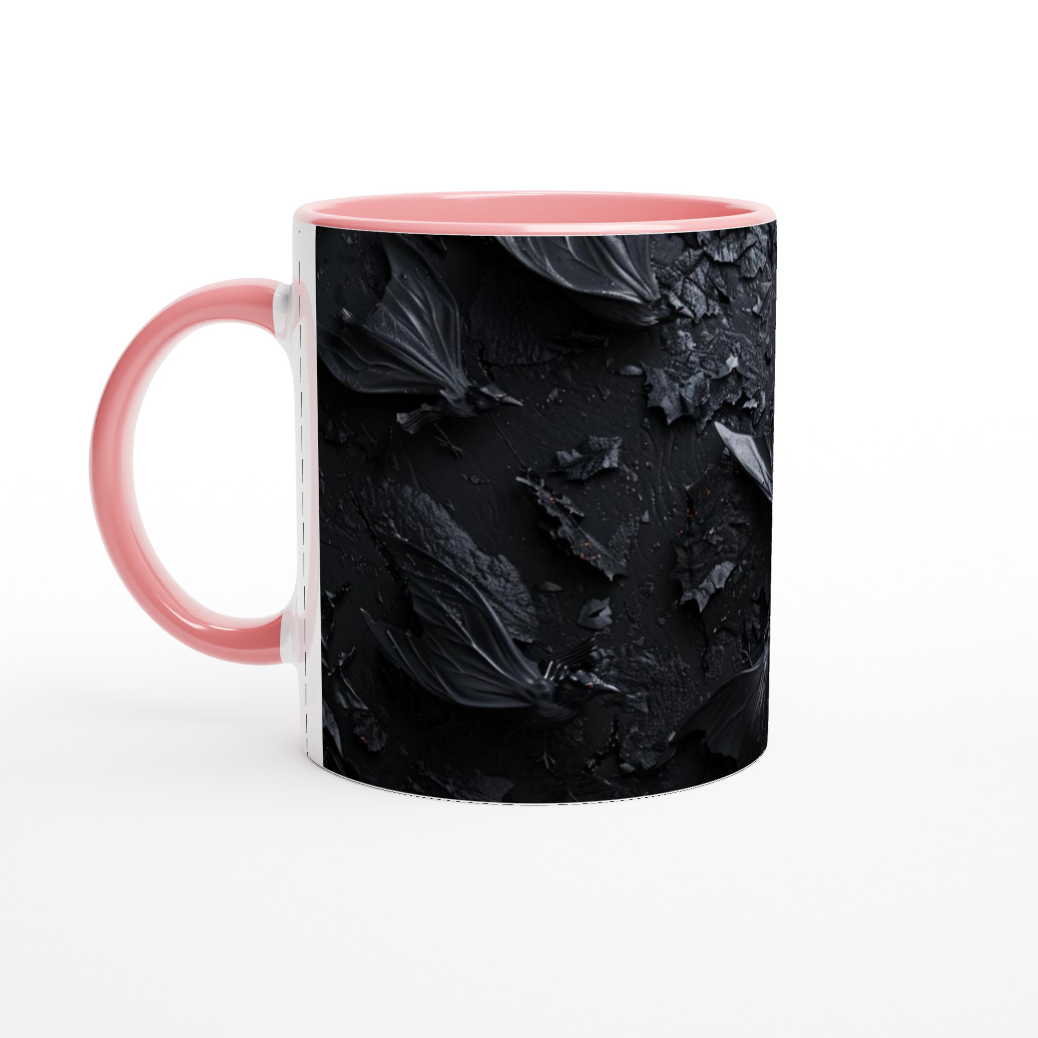 Vit 11oz keramisk mugg med dramatisk svart fågelmotiv – välj bland sju levande keramfärger 6 7fa3addf-afad-4cd0-b8de-ea7dff8e1e0c
