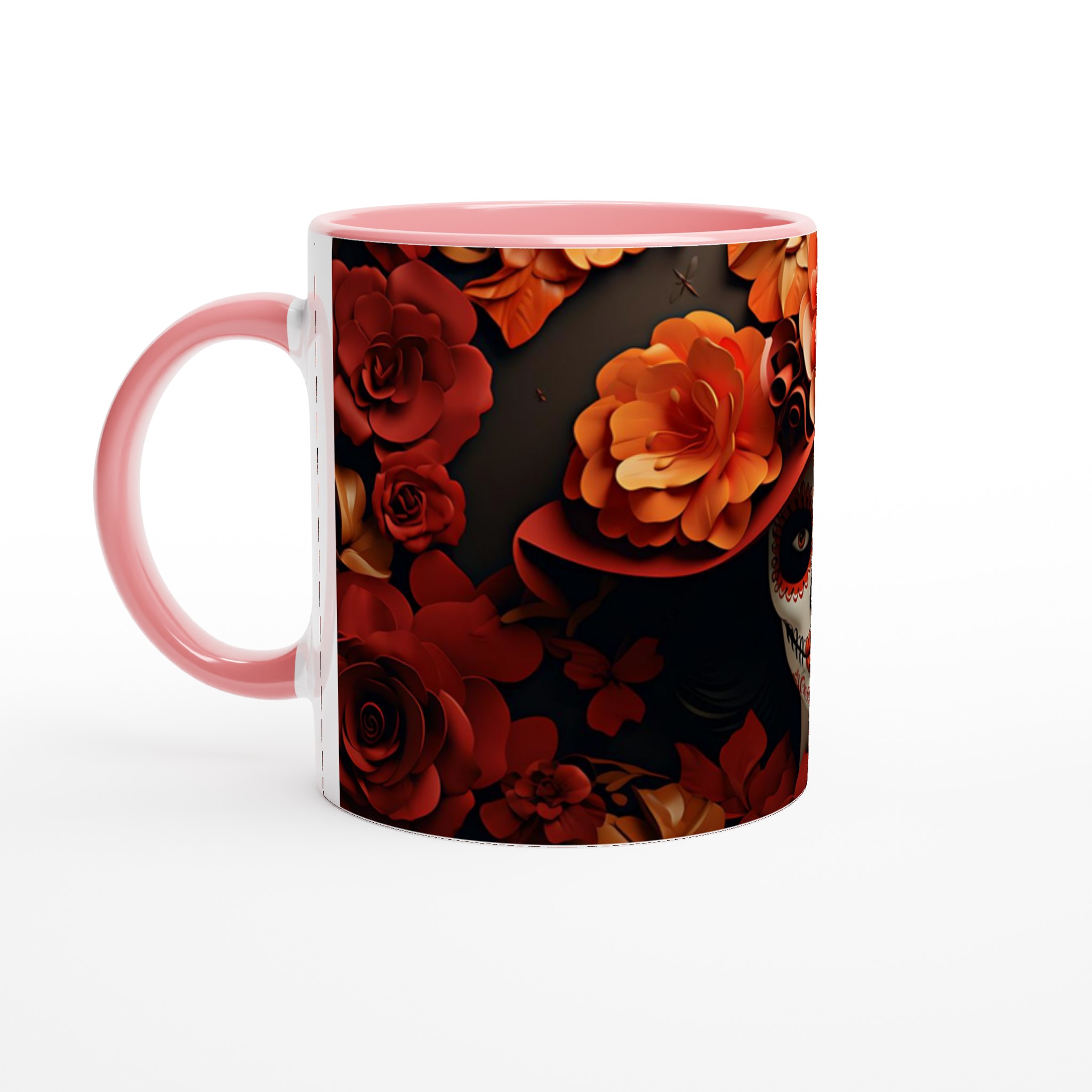 Fiesta Floral Keramikmugg - Skallmönster med Röda & Orangea Blommor, 11oz – Välj bland 7 Färgstarka Muggar! 6 7fc5233f-bbb4-4b54-ba76-5eb20079d61d