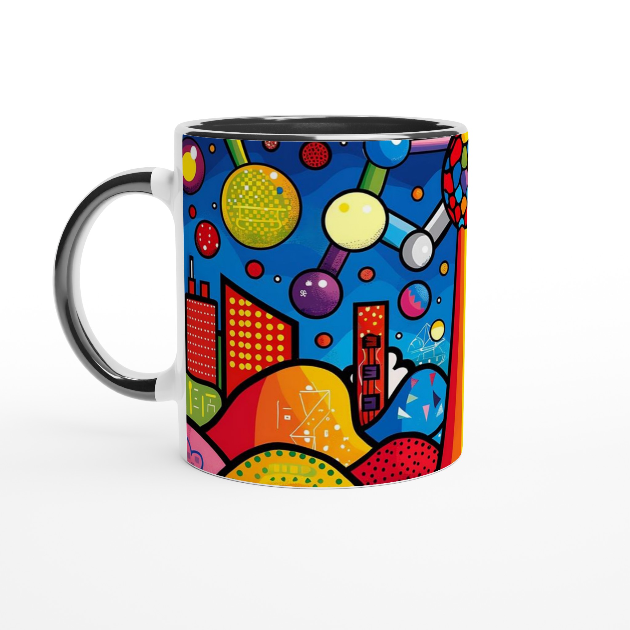 Abstrakt Pop Art Keramikmugg – Färgglad stadsvy & kosmos 11oz 7 800ddf7b-b58d-4b47-b756-c55286f854a9