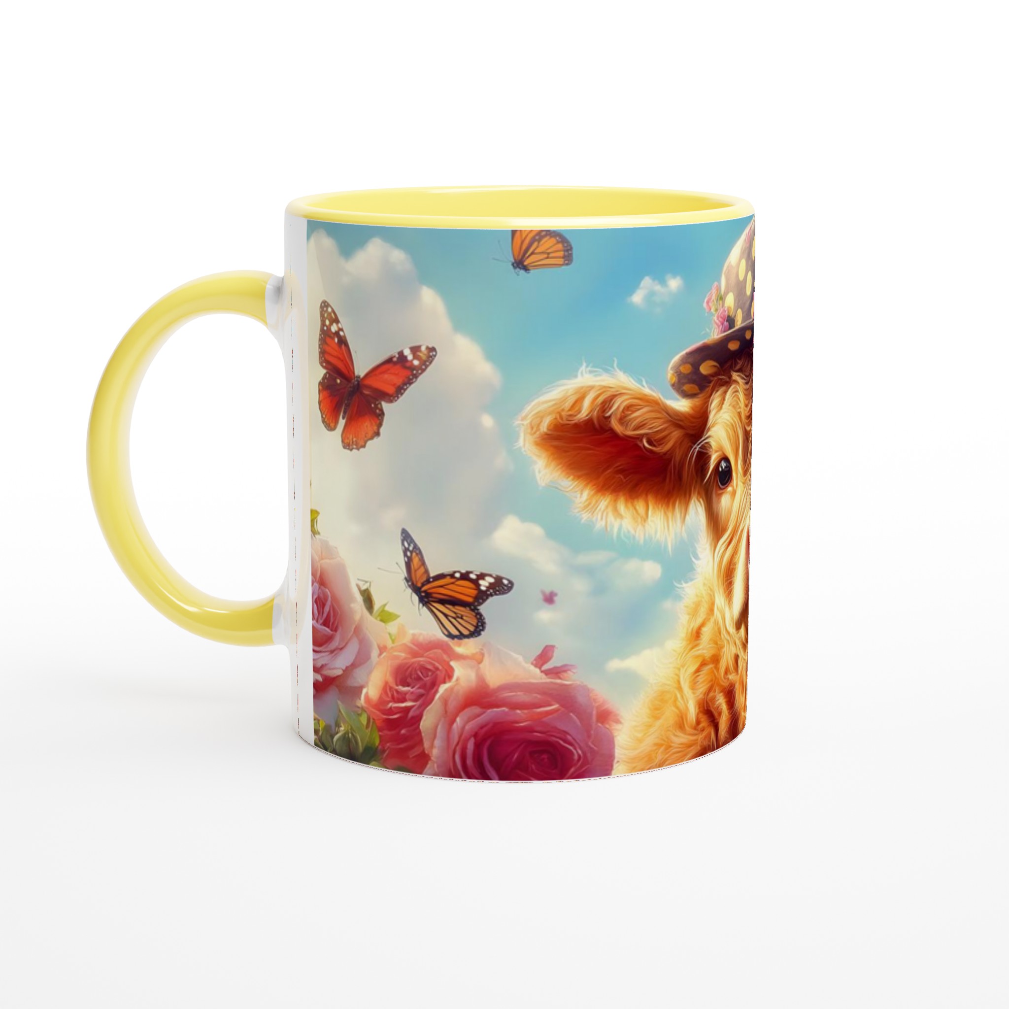 Chic Kalvmugg: Söt Ko med Hatt & Rosor – 11 oz Keramisk Kaffemugg i Valfri Färg 5 800f9ce0-f8f7-4fa5-80a0-af53eca16f2a