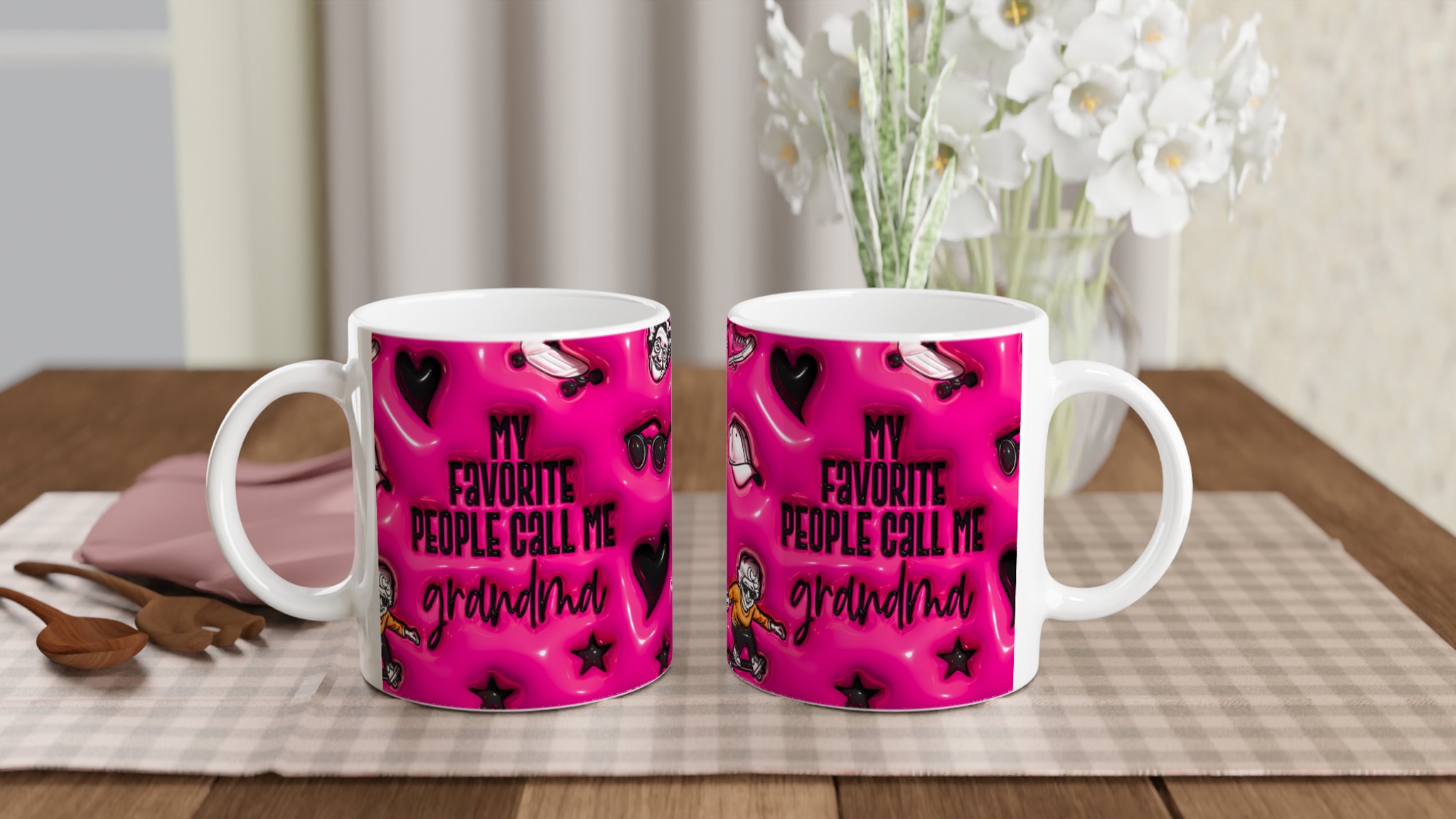 Bästa Farmors Mugg – Rosa Skateboard Grandma Design, 11oz Keramik, Välj Din Färg! 11 808181f4-b813-48f7-a8ed-f698fd3378f7