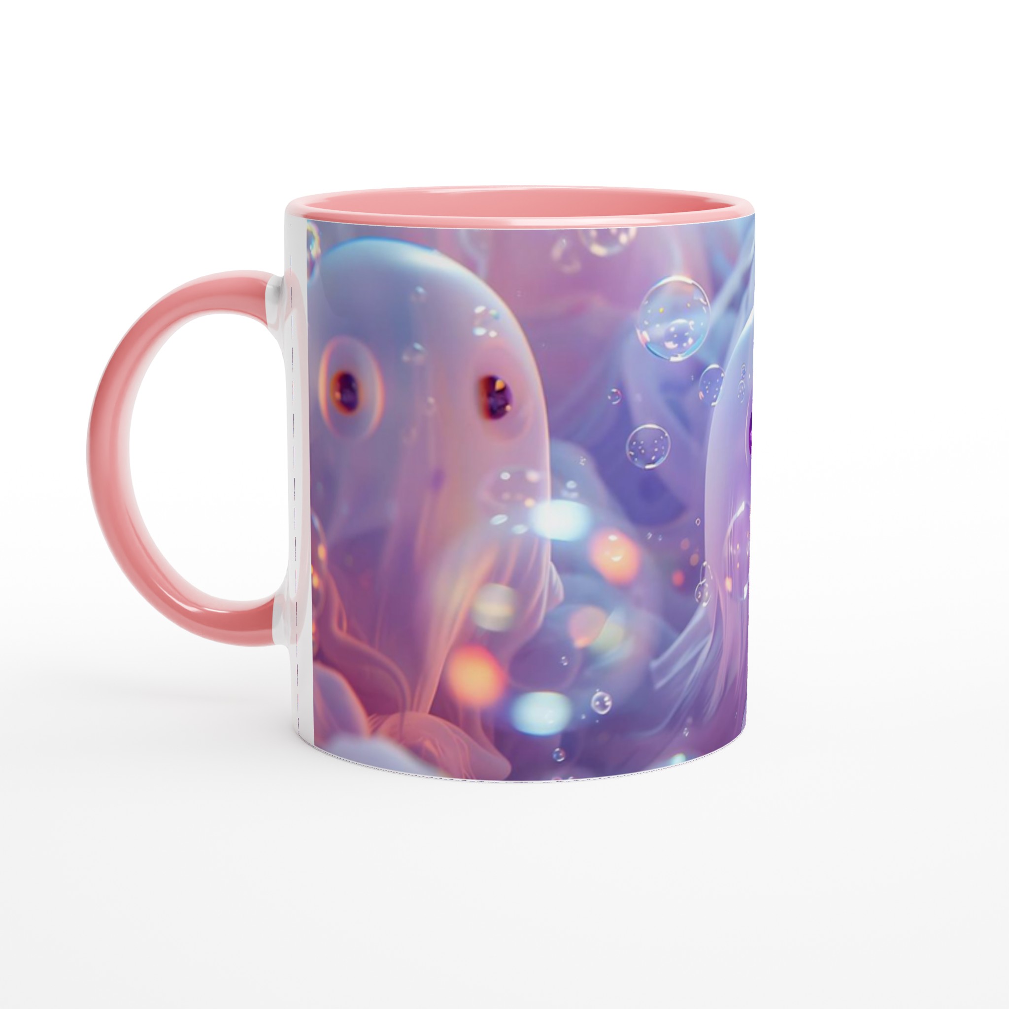 Pastell Dröm Mugg: En Vit 11oz Keramikmugg i en Värld av Ljus och Bubblor 6 8168365c-5249-4d60-ba3c-74718bb41d48
