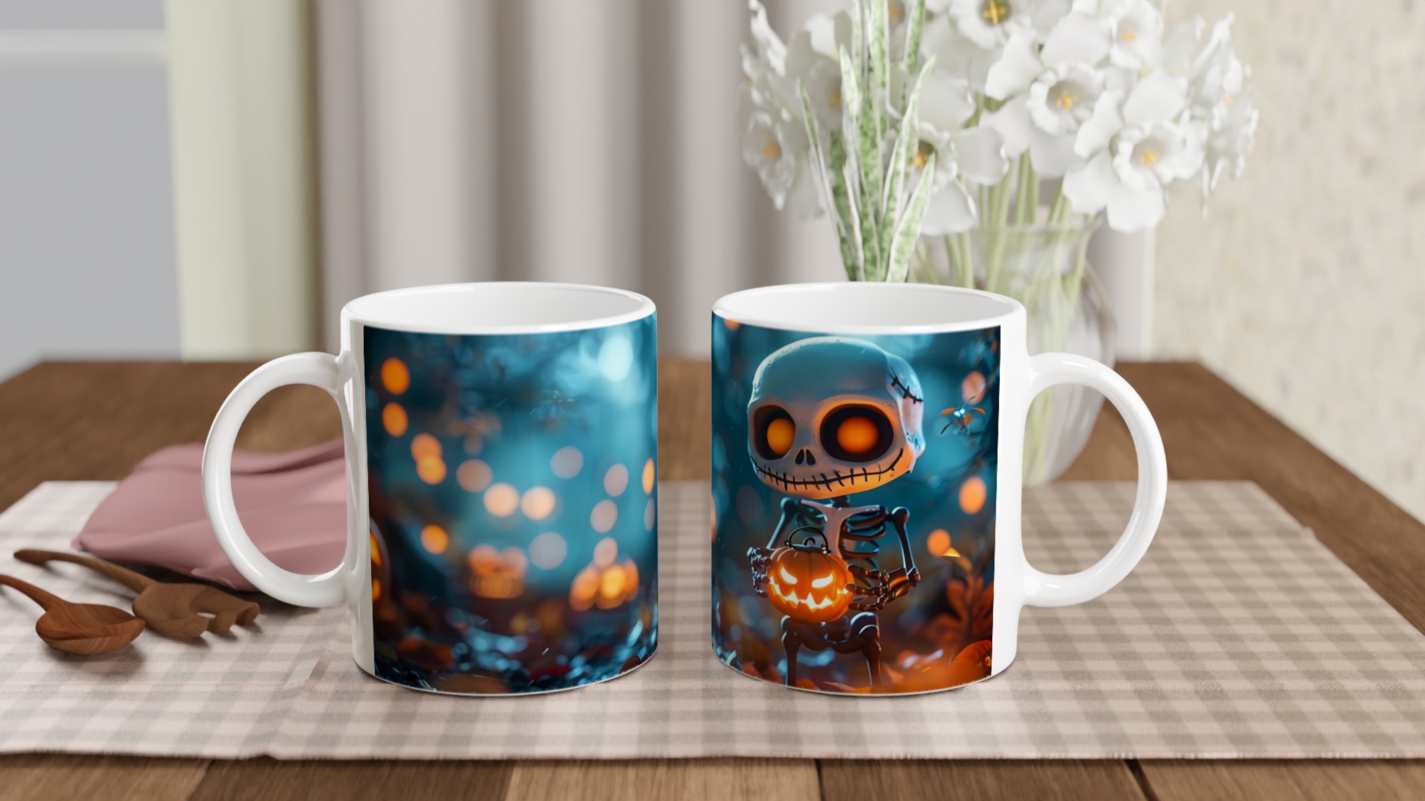 Spooky Skelly Pumpkin Mug – Vit 11oz Keramisk Mugg för Halloween och Myskvällar 10 819ffac1-1d85-4af8-8a8b-d05962d4eb48