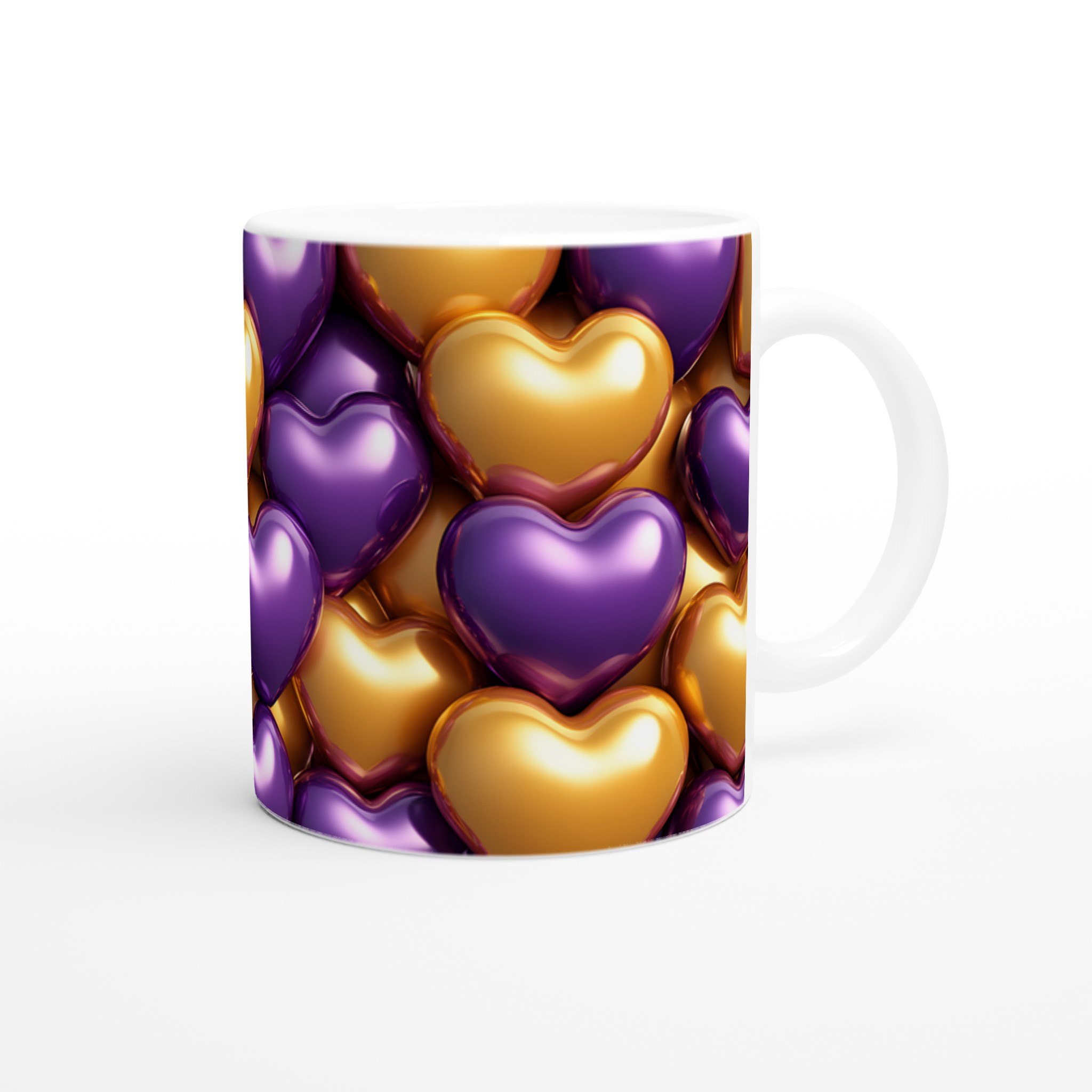 Kärlekshjärta Keramikmugg - Lyxiga Guld & Lila Nyanser, 11oz 9 81ef5f6d-b7eb-475a-99ee-5fbe6103ec82