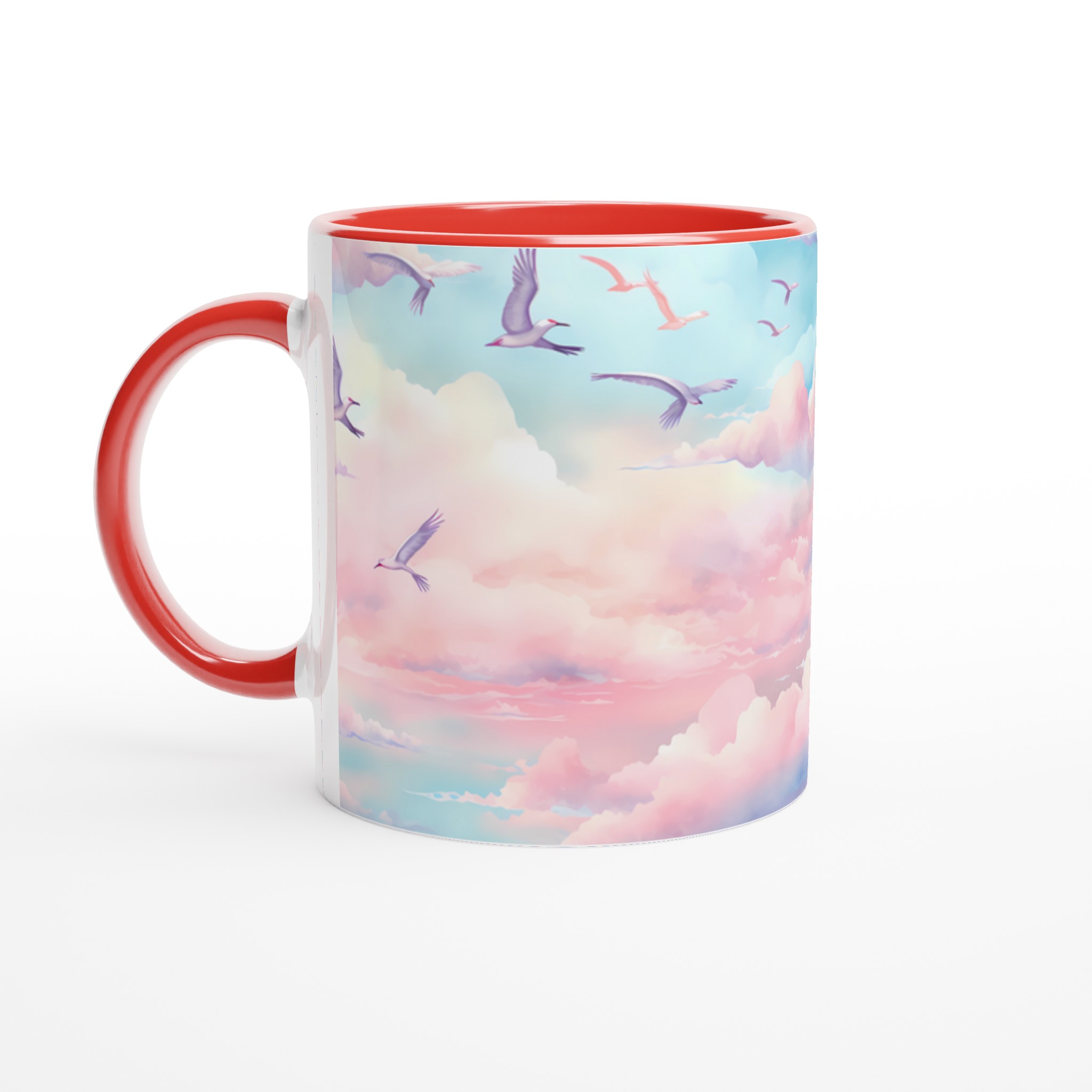 Magisk Himmel Kaffemugg - 11oz Keramisk Mugg med Drömska Moln & Flygande Fåglar i Pastelltoner 2 8204508b-ac13-484f-b984-f3f7ec225b70