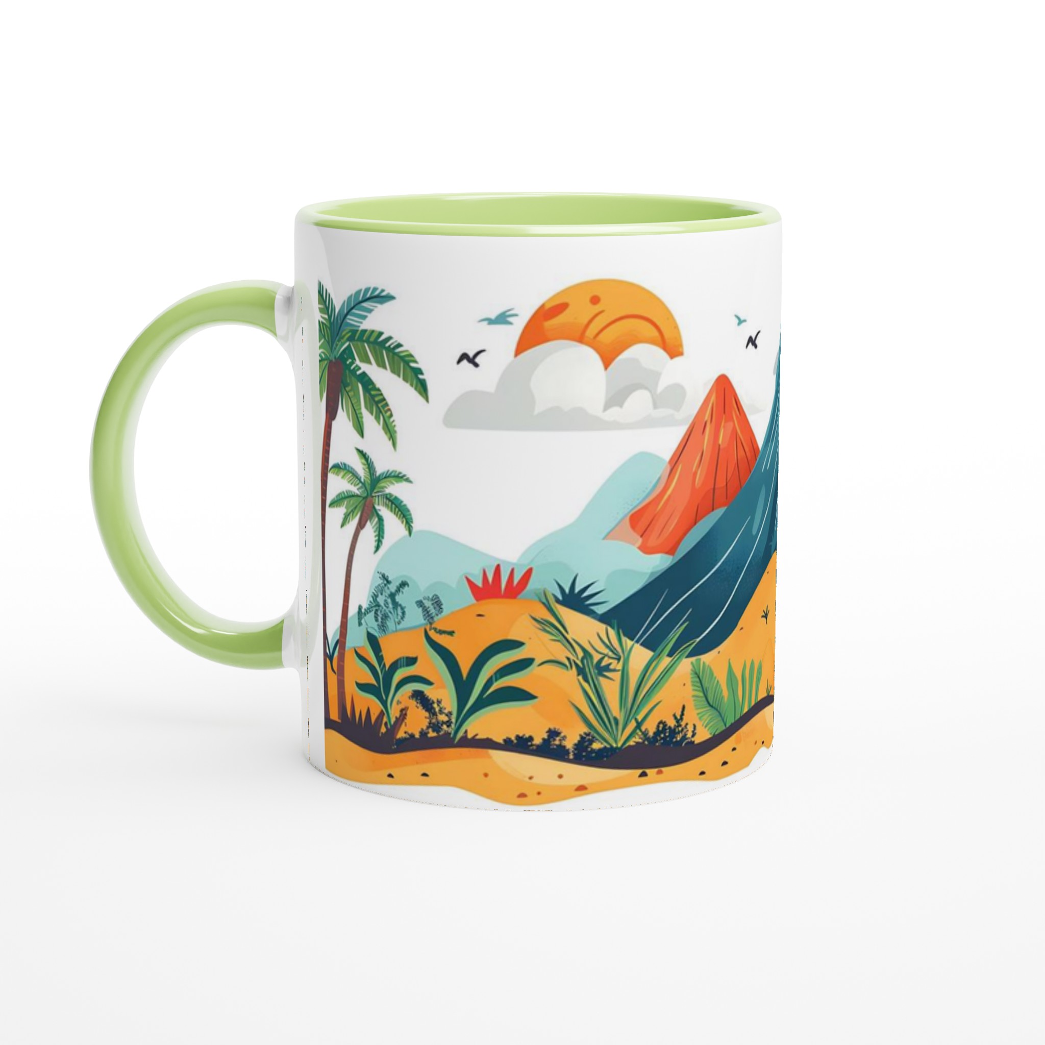 Tropisk Djungel Mugg – Levande Vulkanlandskap & Palmträd – 11oz Keramikmugg i 7 Färger 3 8221423d-e4b4-4805-a506-288bf3aa7418