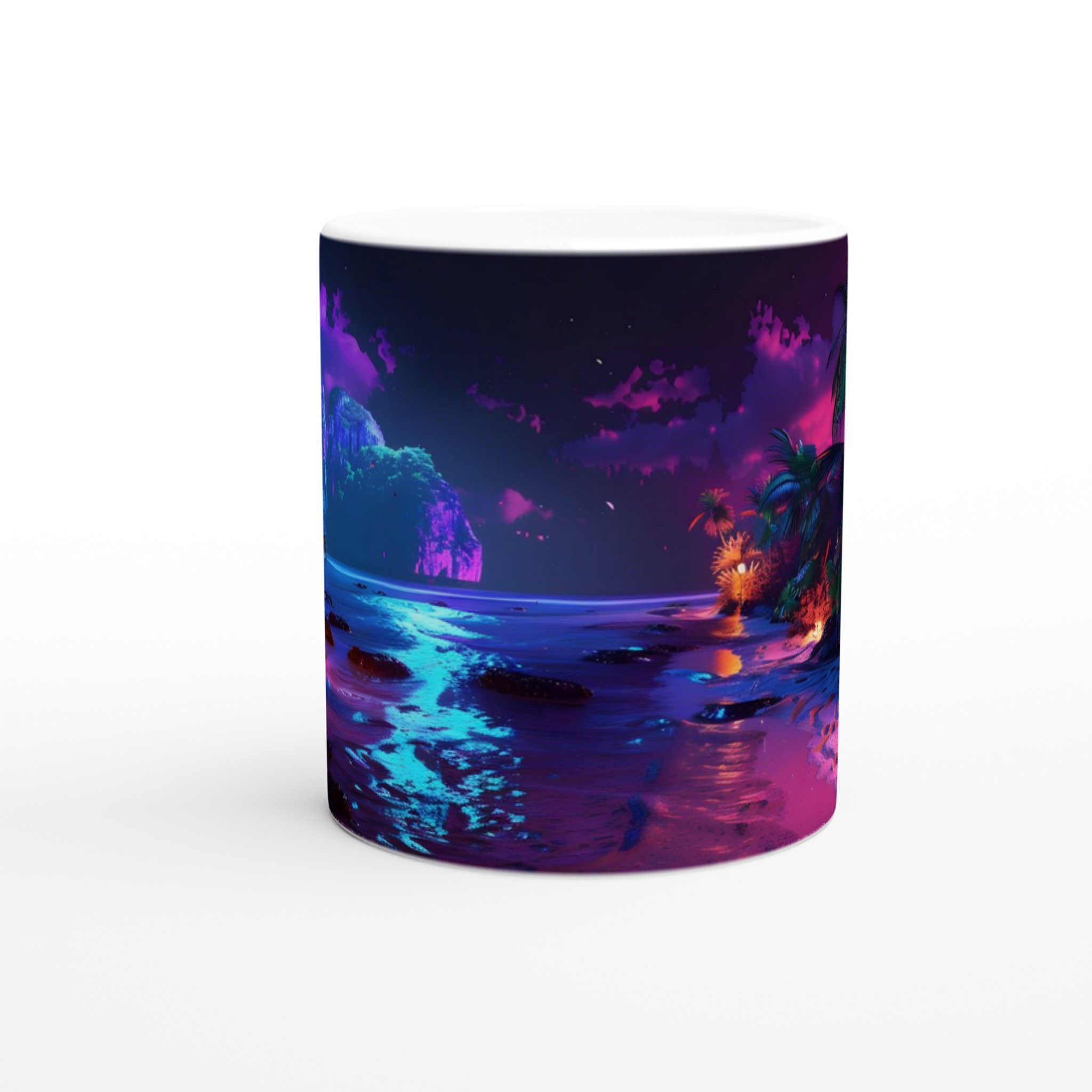 Neon Tropical Natt Mugg – 11oz Keramisk Mugg med Vibrerande Palmstrand 8 828aafbe-d71d-46bb-8f5b-fc3e46ae34be