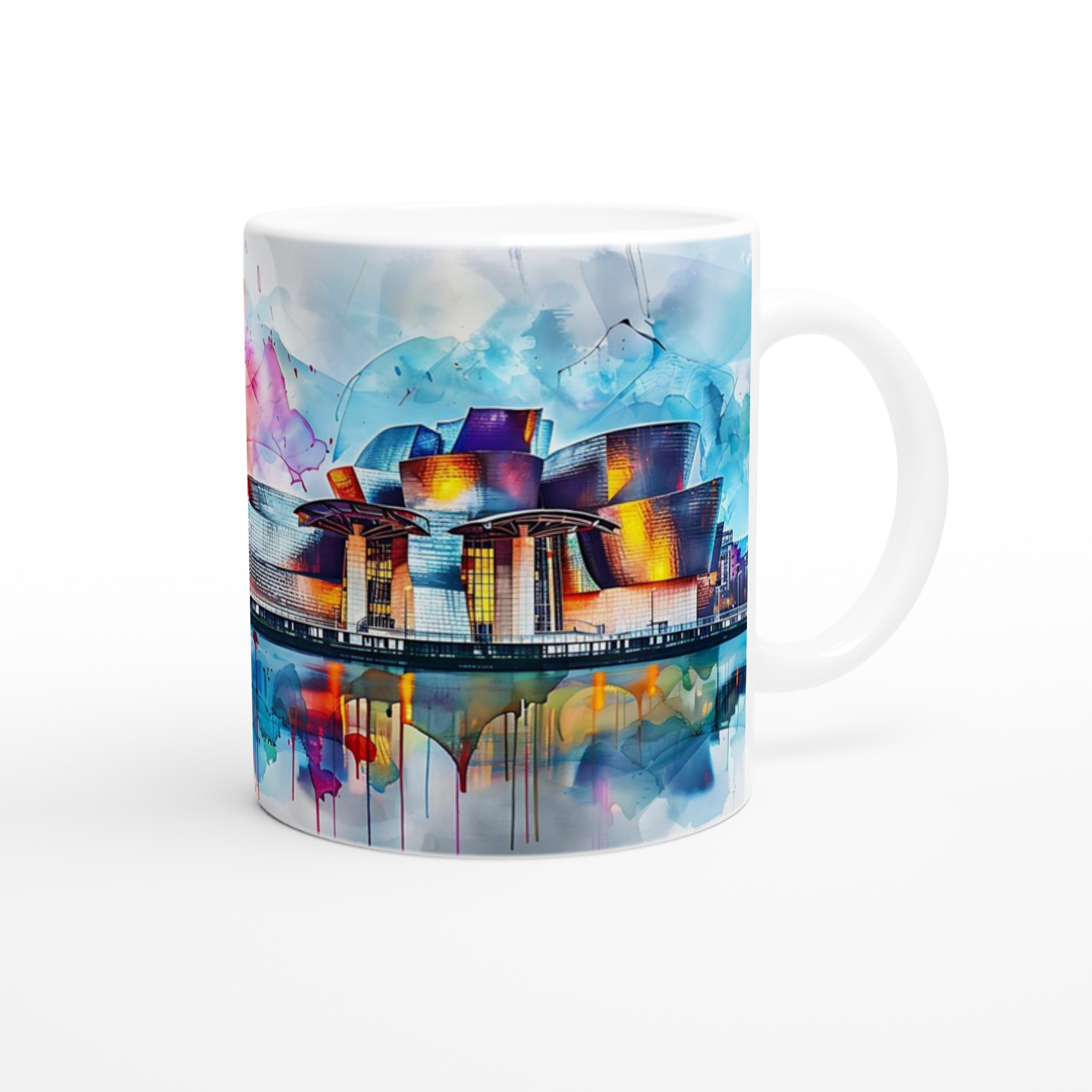Abstrakt Stadsbild Akvarell Mugg – Färgstark Keramikmugg 11oz 9 82abac3f-88af-4c75-ab04-fdb3b23efb96