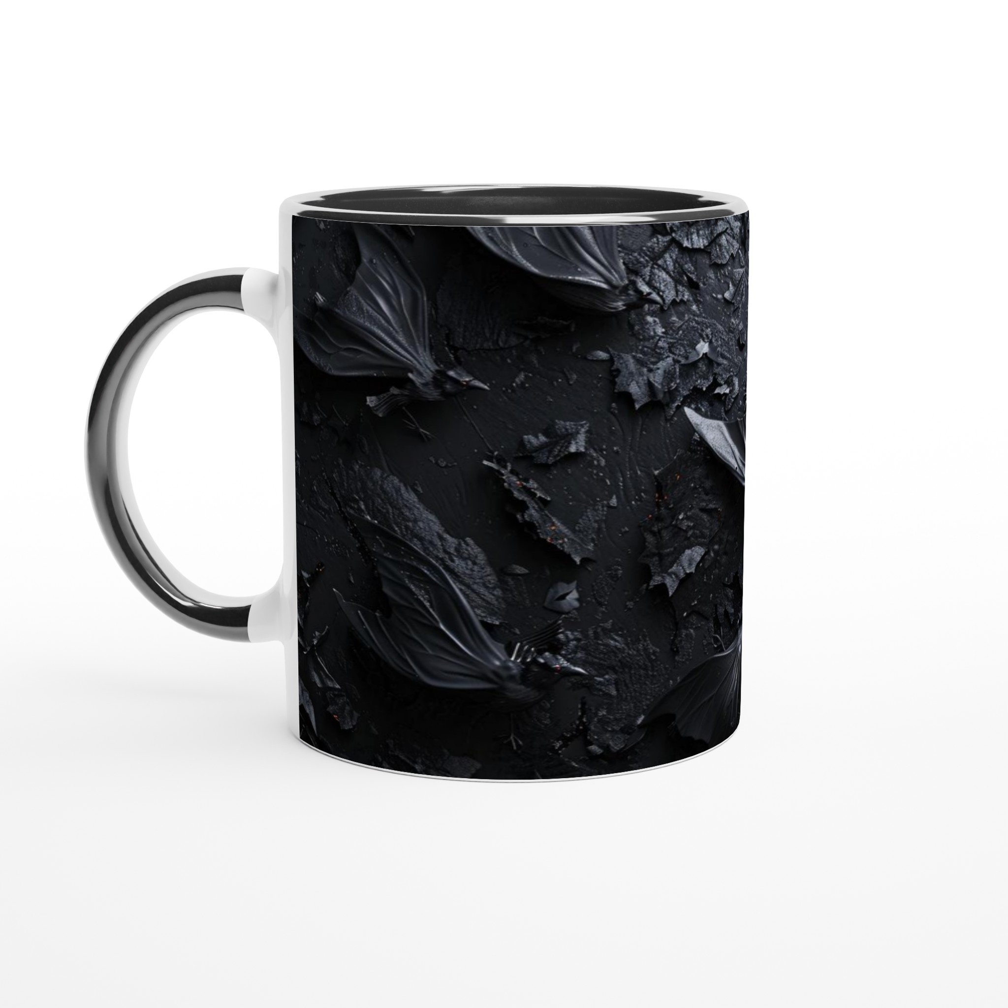 Vit 11oz keramisk mugg med dramatisk svart fågelmotiv – välj bland sju levande keramfärger 7 82e6baac-a4bd-4b96-8134-4917104d8e81