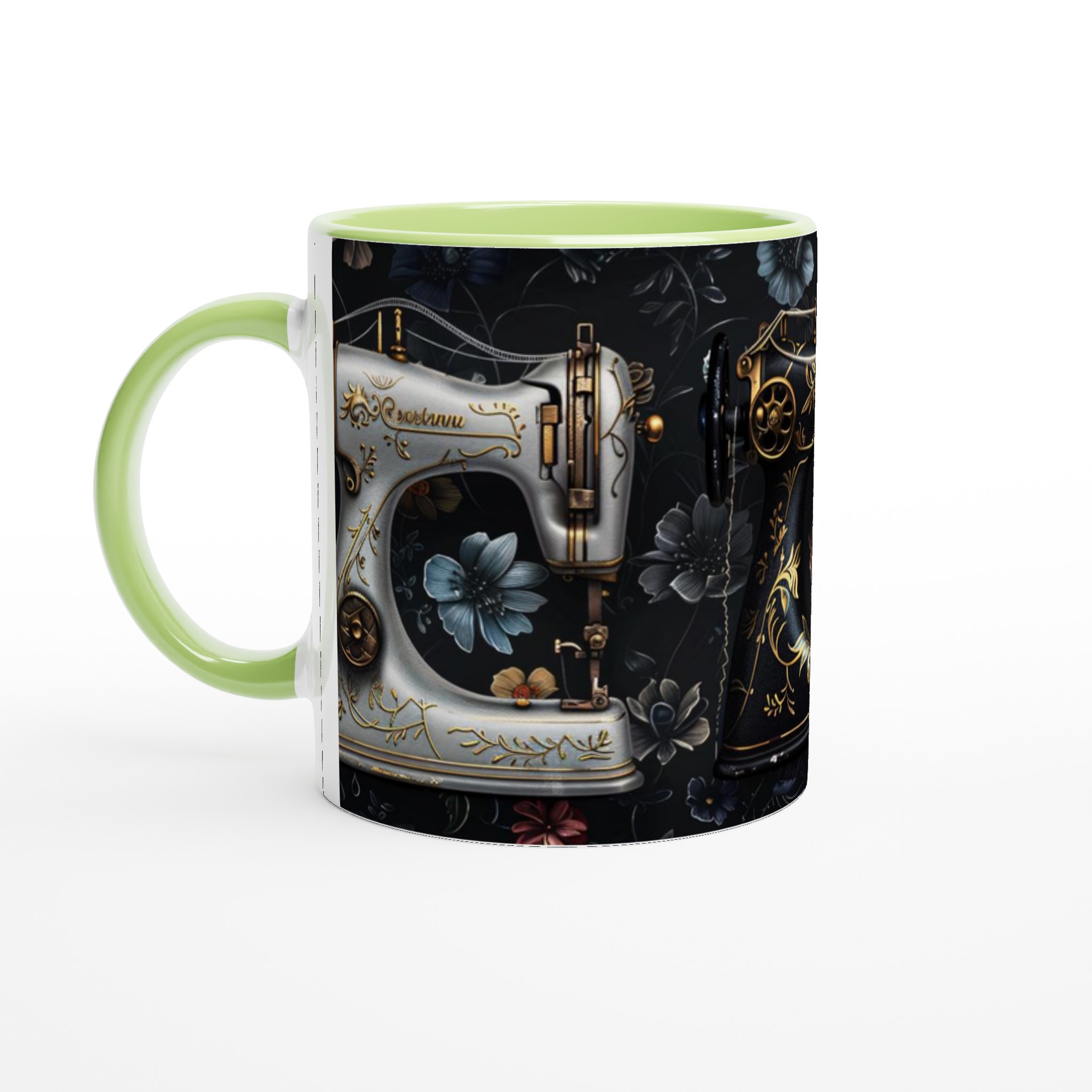 Vit 11oz keramisk mugg med elegant vintage symaskinsdesign i flera färgval 3 82ec1ac8-1392-4aad-a296-f6a656a7578d