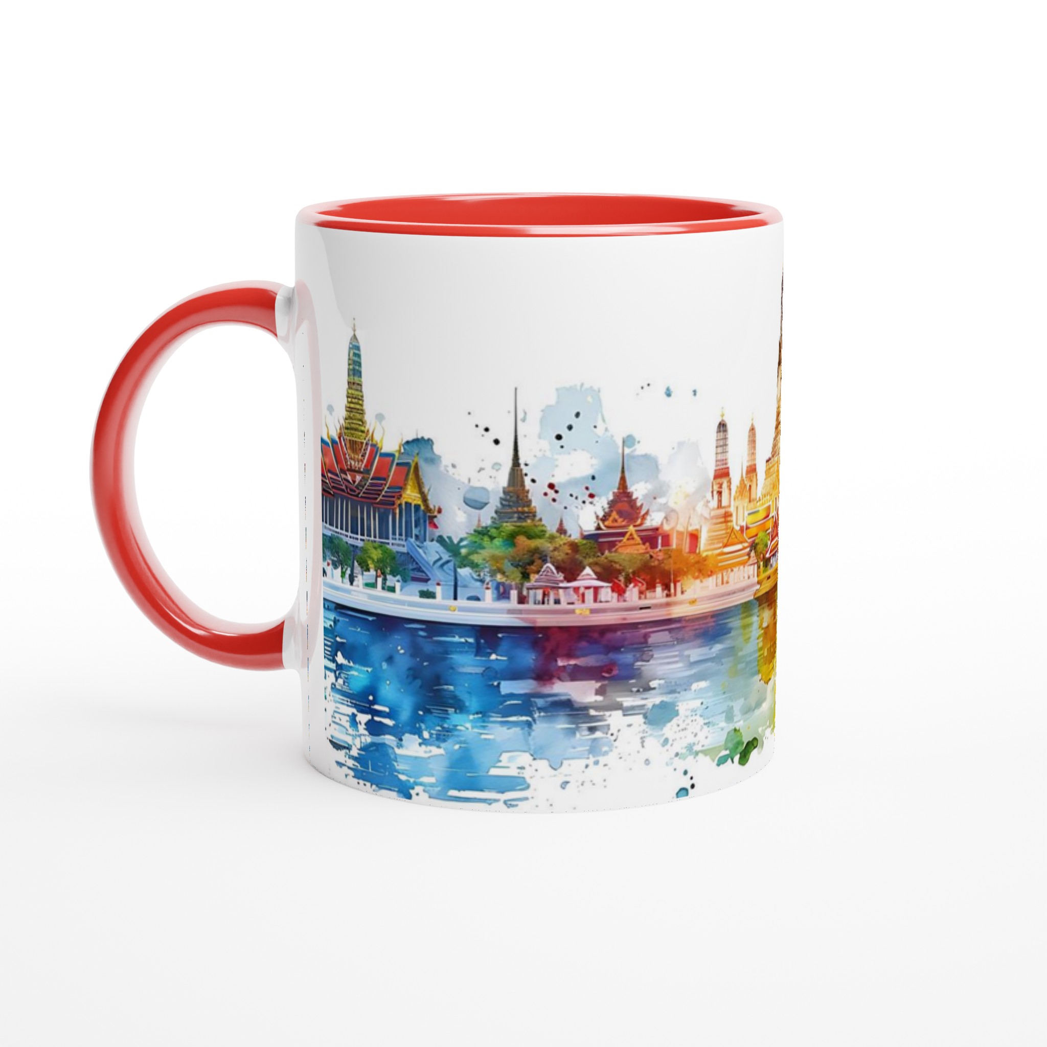 Bangkok Horizon akvarell keramikmugg – En färgexplosion av Thailands ikoniska tempel 2 82f5a4cd-f72e-4751-84a7-c401fcd130ad
