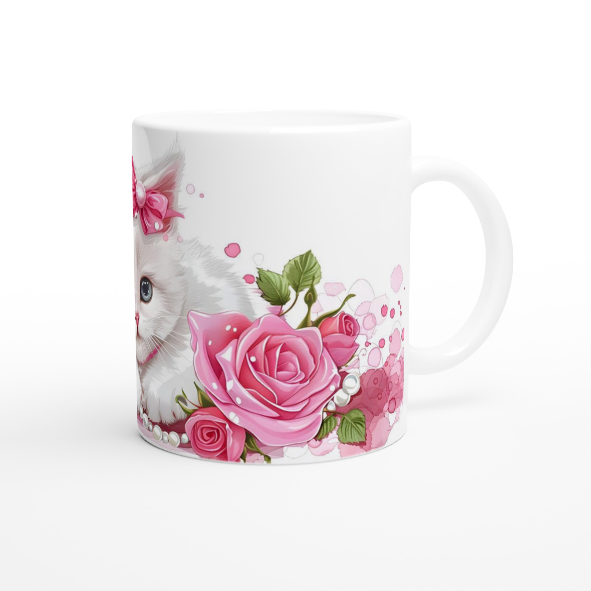 Söt kattunge och rosa rosor 11oz keramikmugg – Perfekt present för kattälskare 9 82fe1385-af8d-4741-b2c7-f14ffeb2268a