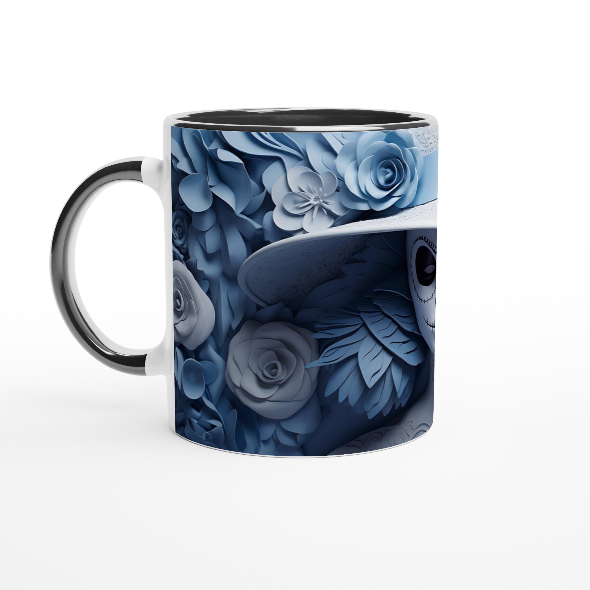 Catrina Chic Kaffemugg – Blå Elegans & Papperskonst Inspirerad Keramik – 11 oz 7 830d4259-11f2-4384-8089-681c60e08c4e