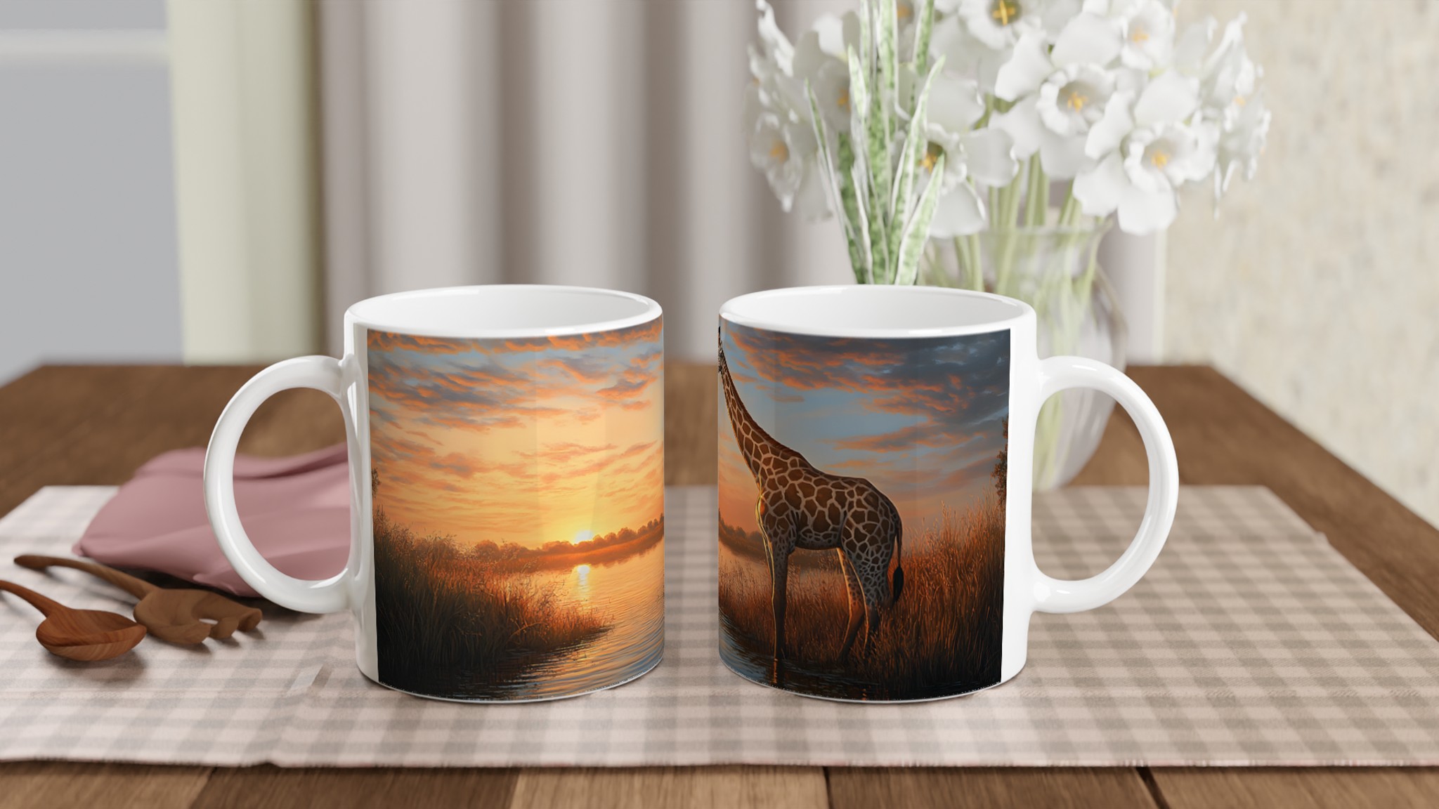 Giraff vid Solnedgång - Konstnärlig Keramikmugg i Valfri Färg 10 83466f9a-8f5c-465c-ab1a-e24e05bad168