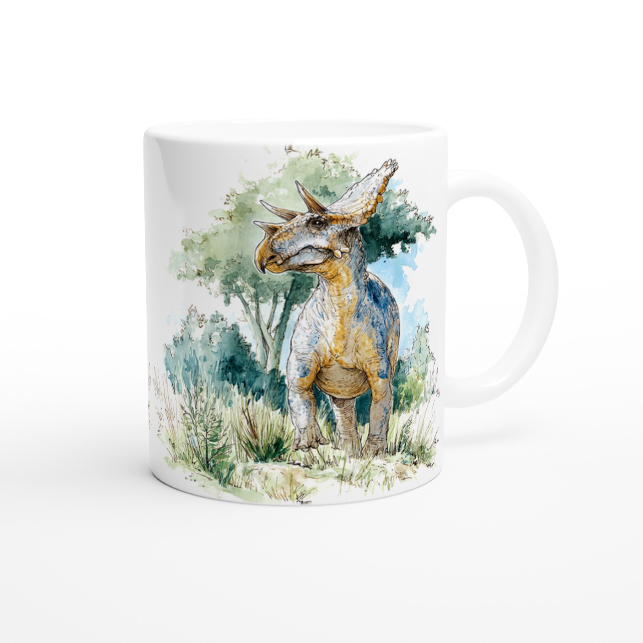 Triceratops Akvarellmugg – Handritad Dinosauriekonst för Kaffeälskare, Välj Färg! 9 83667a04-7fb2-4802-9171-9999432b8ee4